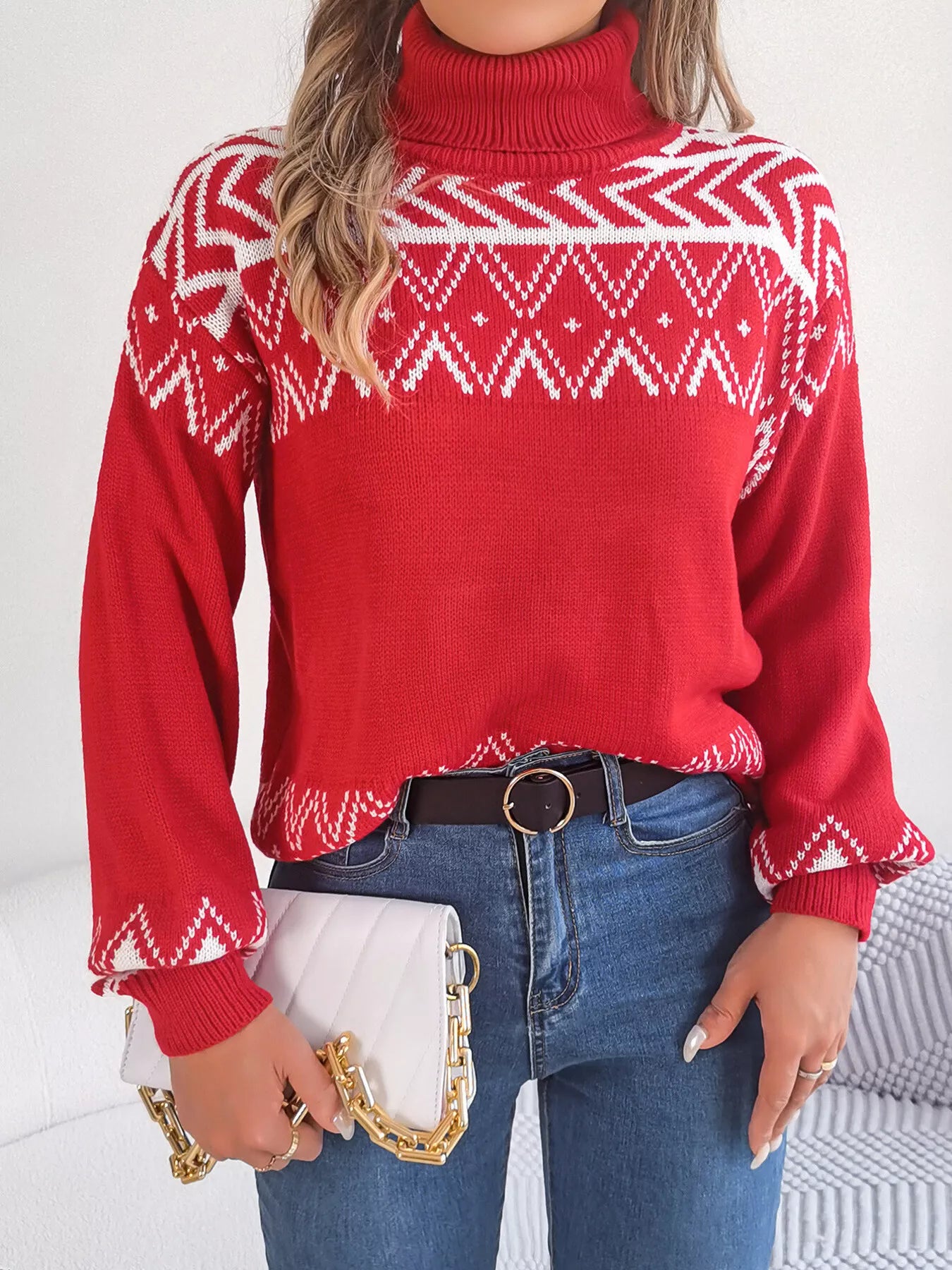 Turtleneck Dropped Shoulder Sweater - Be Bliss Boutique