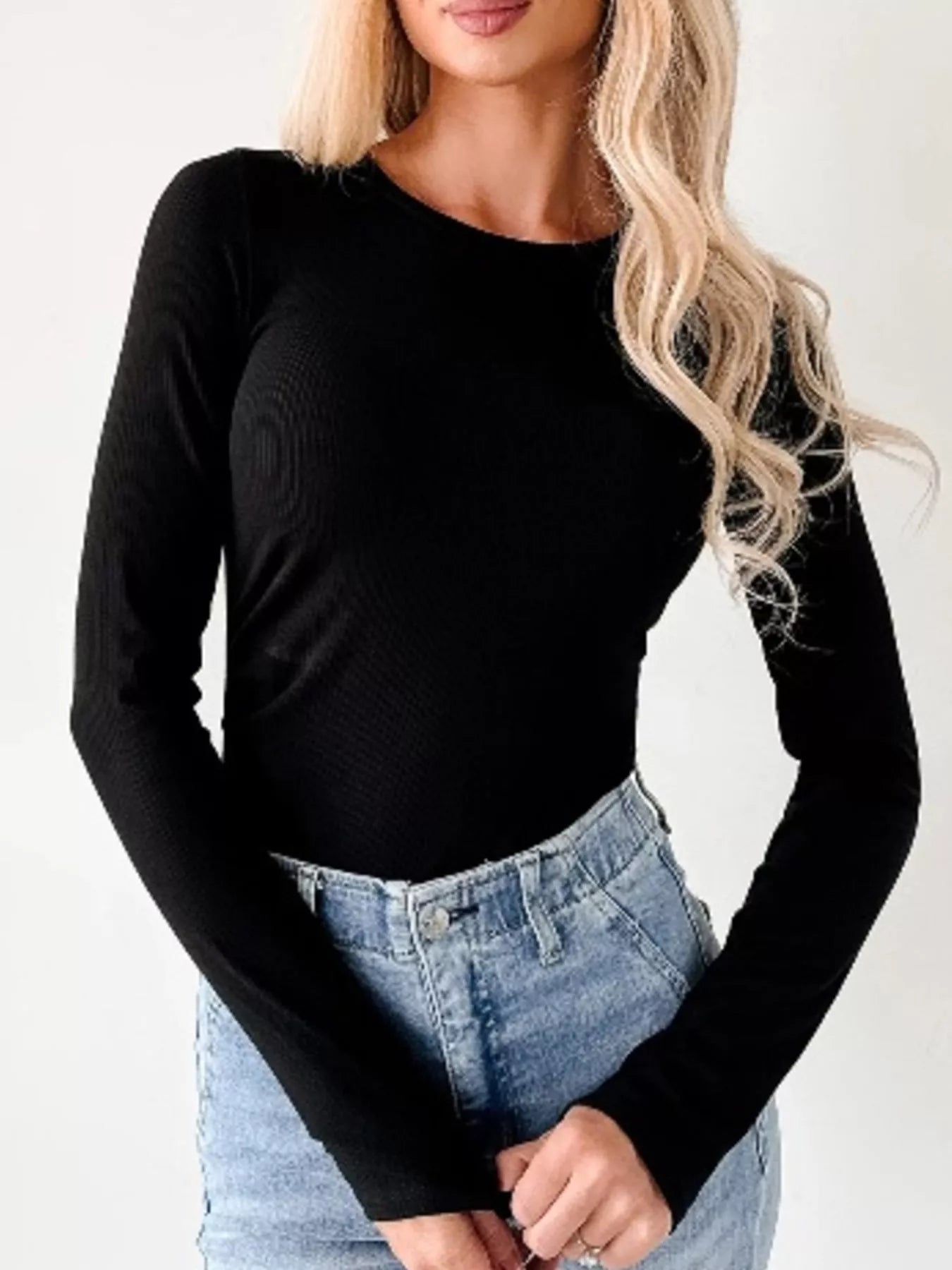 Ribbed Long Sleeve Fitted Bodysuit - Be Bliss Boutique