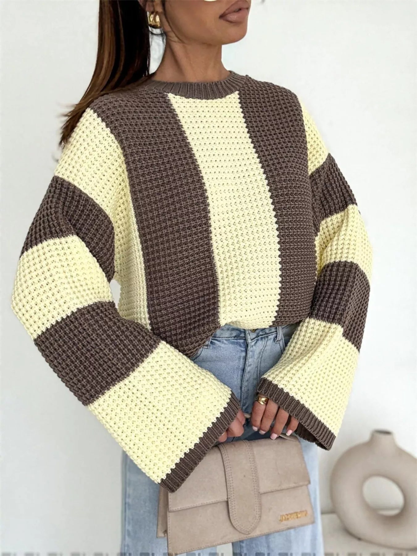 Color Block Long Sleeve Sweater -  Be Bliss Boutique