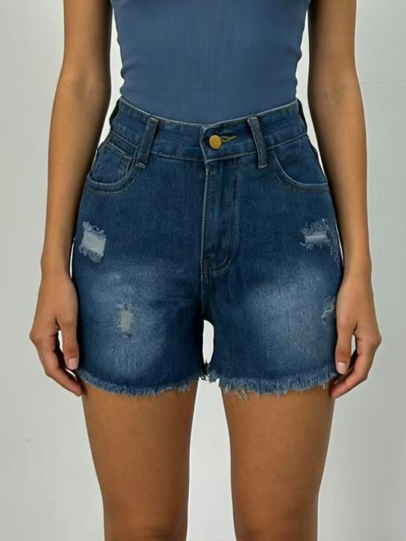 Distressed Frayed Hem Denim Shorts - Be Bliss Boutique