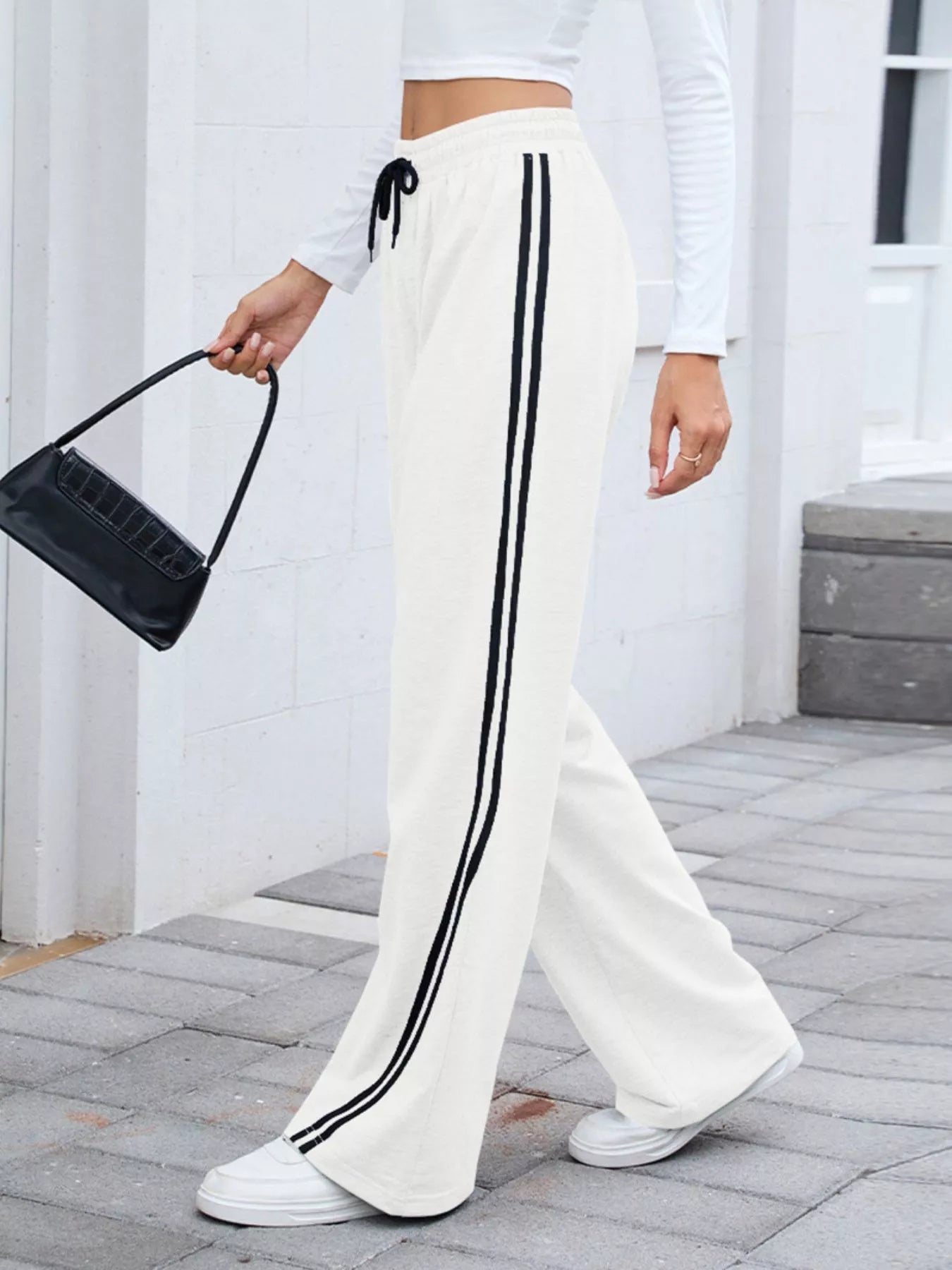 Side Striped Wide Leg Pants - Be Bliss Boutique