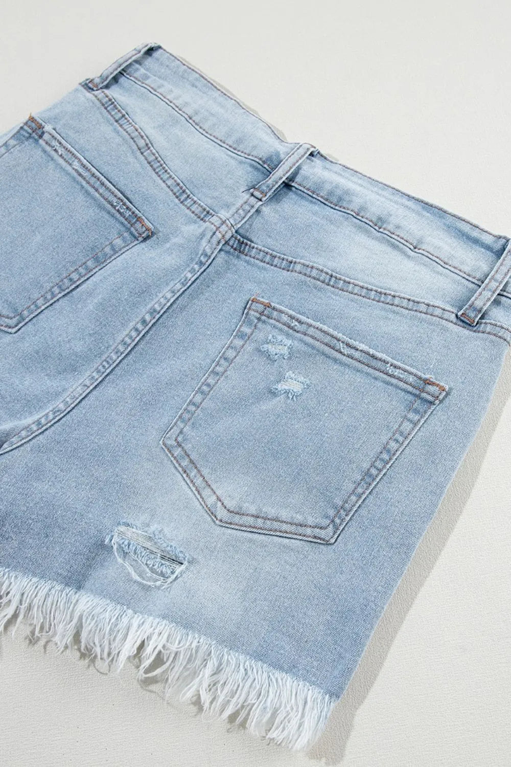 Distressed Raw Hem High Waist Denim Shorts - Be Bliss Boutique