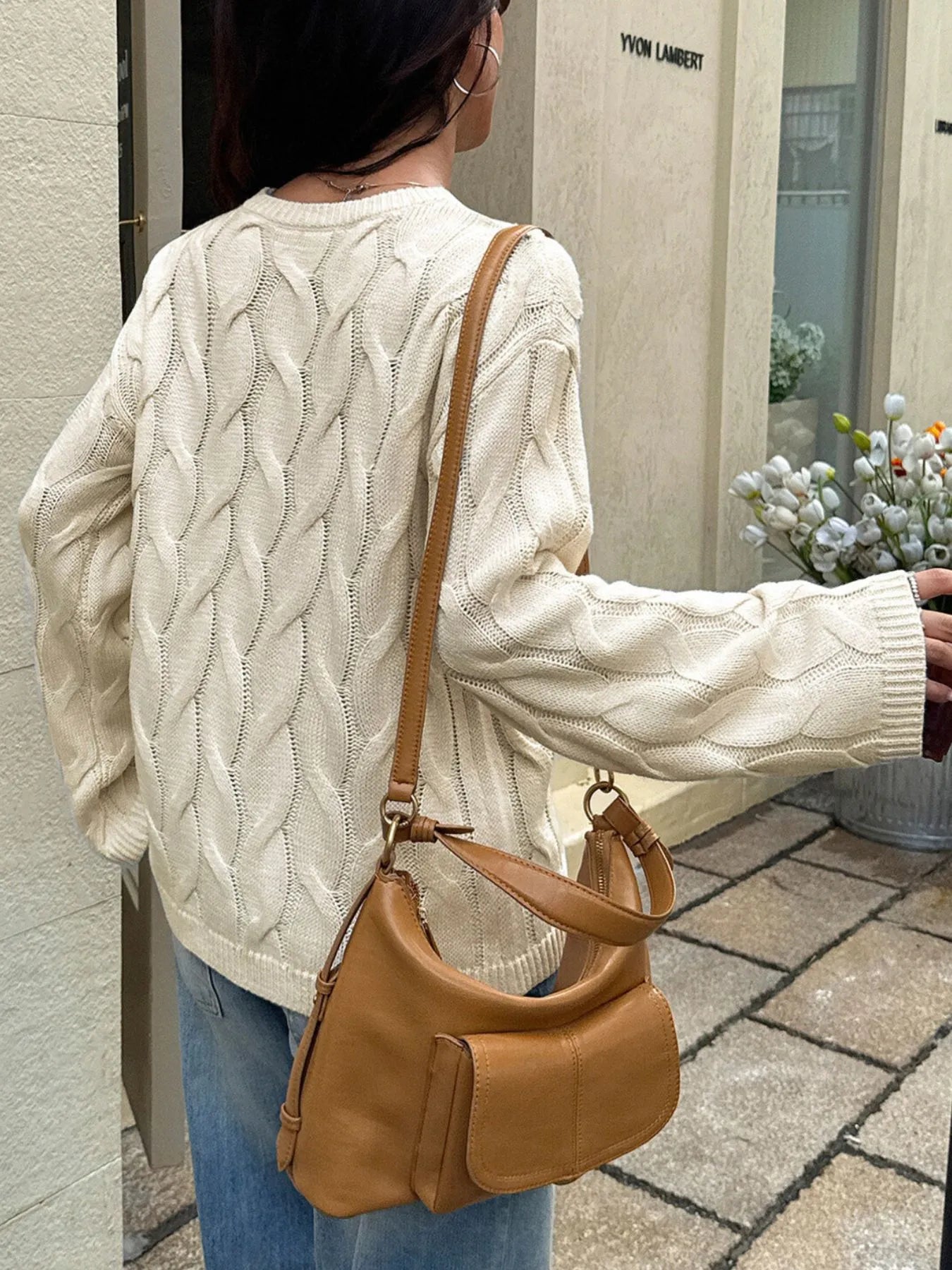 Cable Knit Long Sleeve Sweater -  Be Bliss Boutique