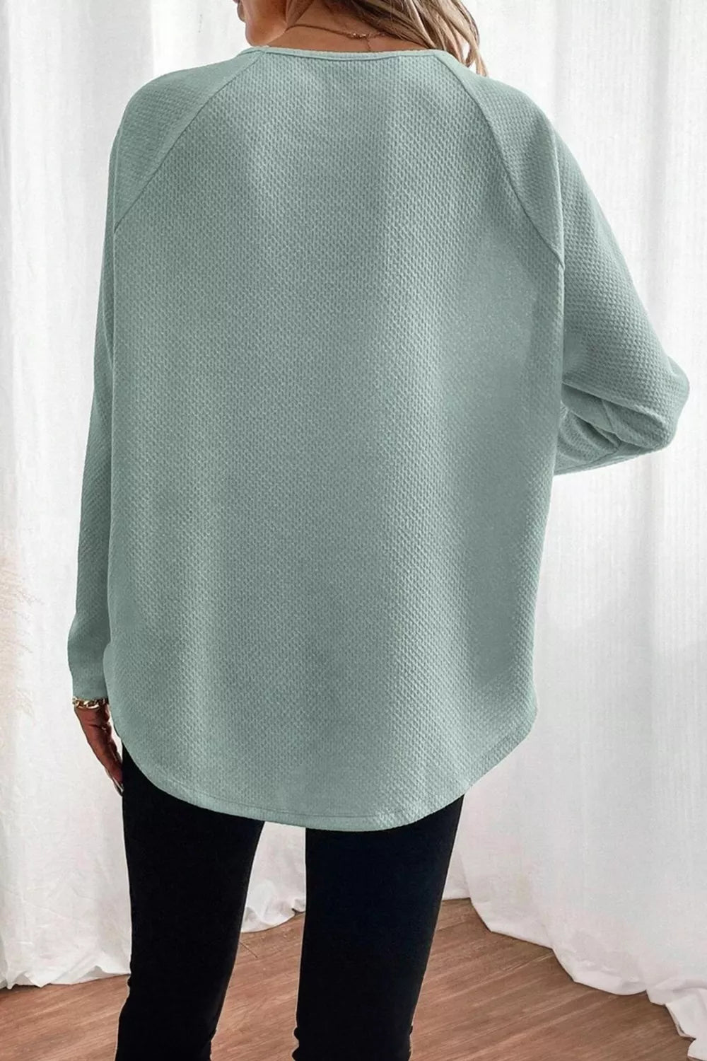 Round Neck Raglan Sleeve Blouse - Be Bliss Boutique