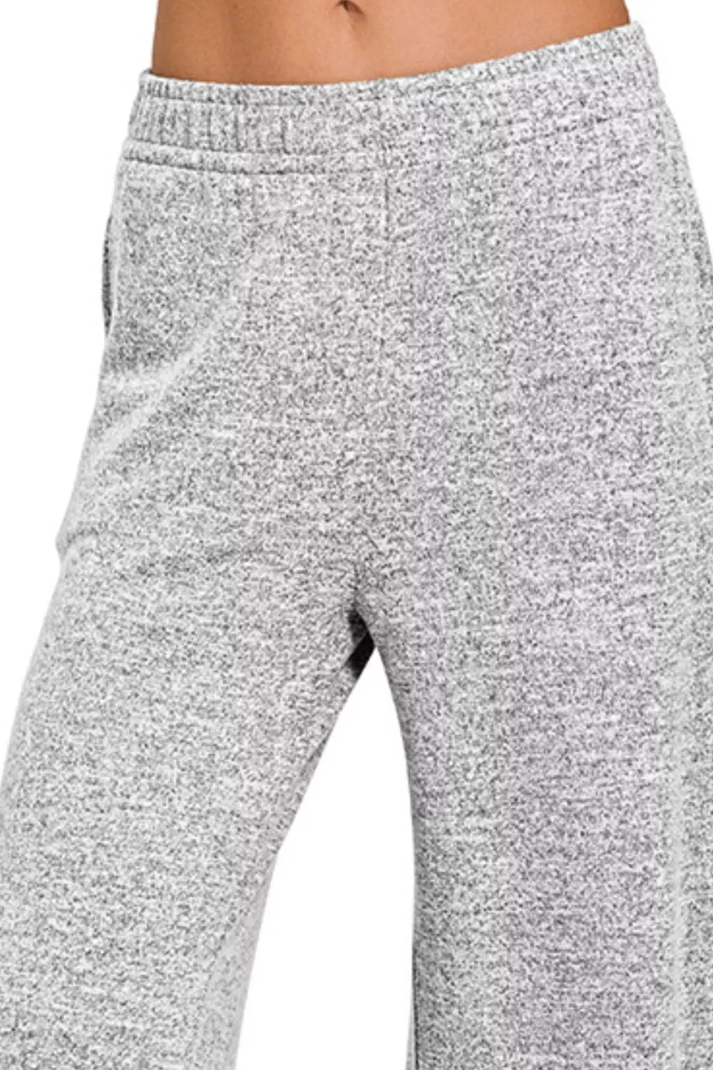 Zenana Soft Melange Hacci Elastic Waistband Lounge Pants - Be Bliss Boutique
