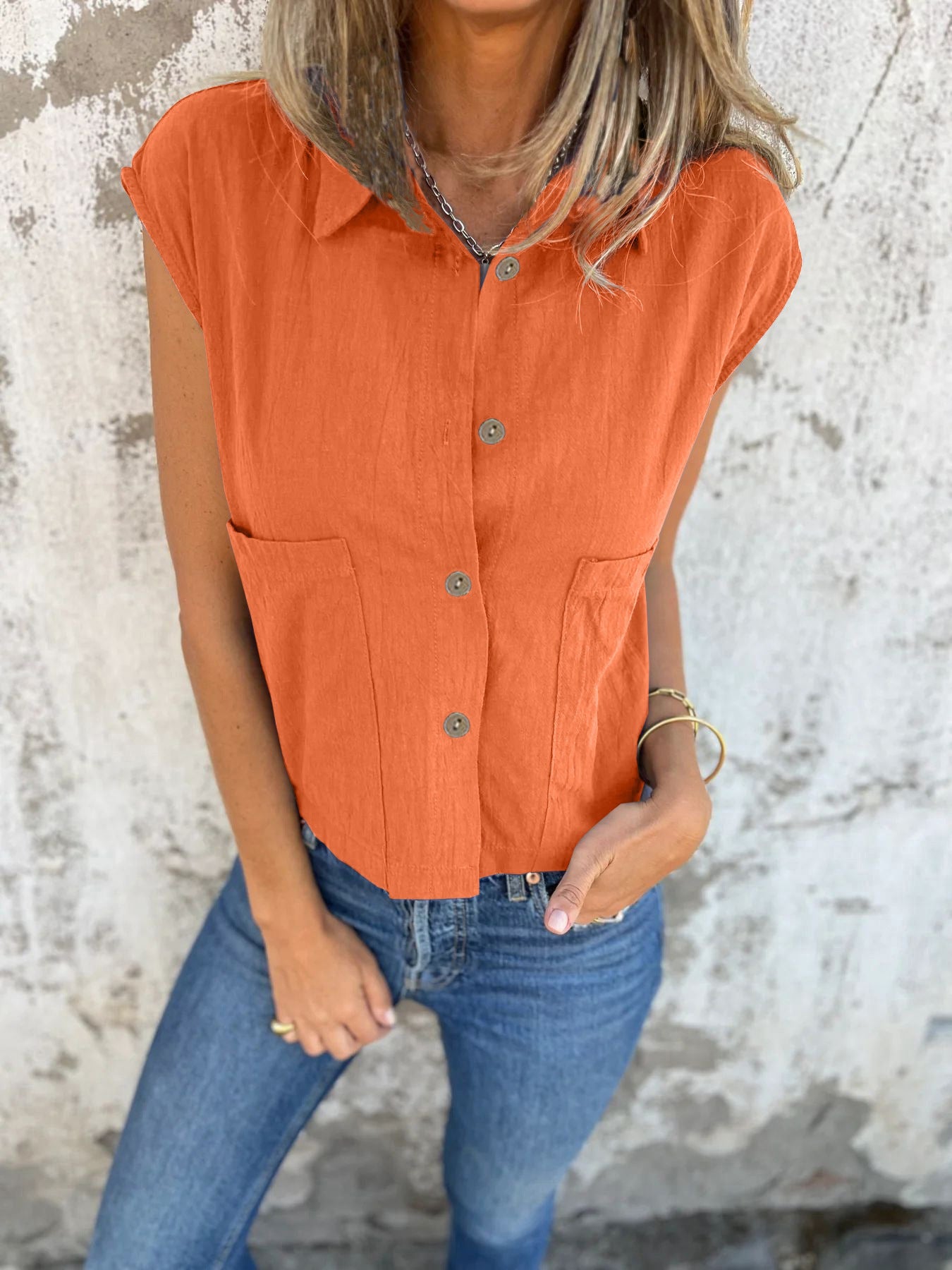Women's Button Down Cap Sleeve Blouse - Be Bliss Boutique