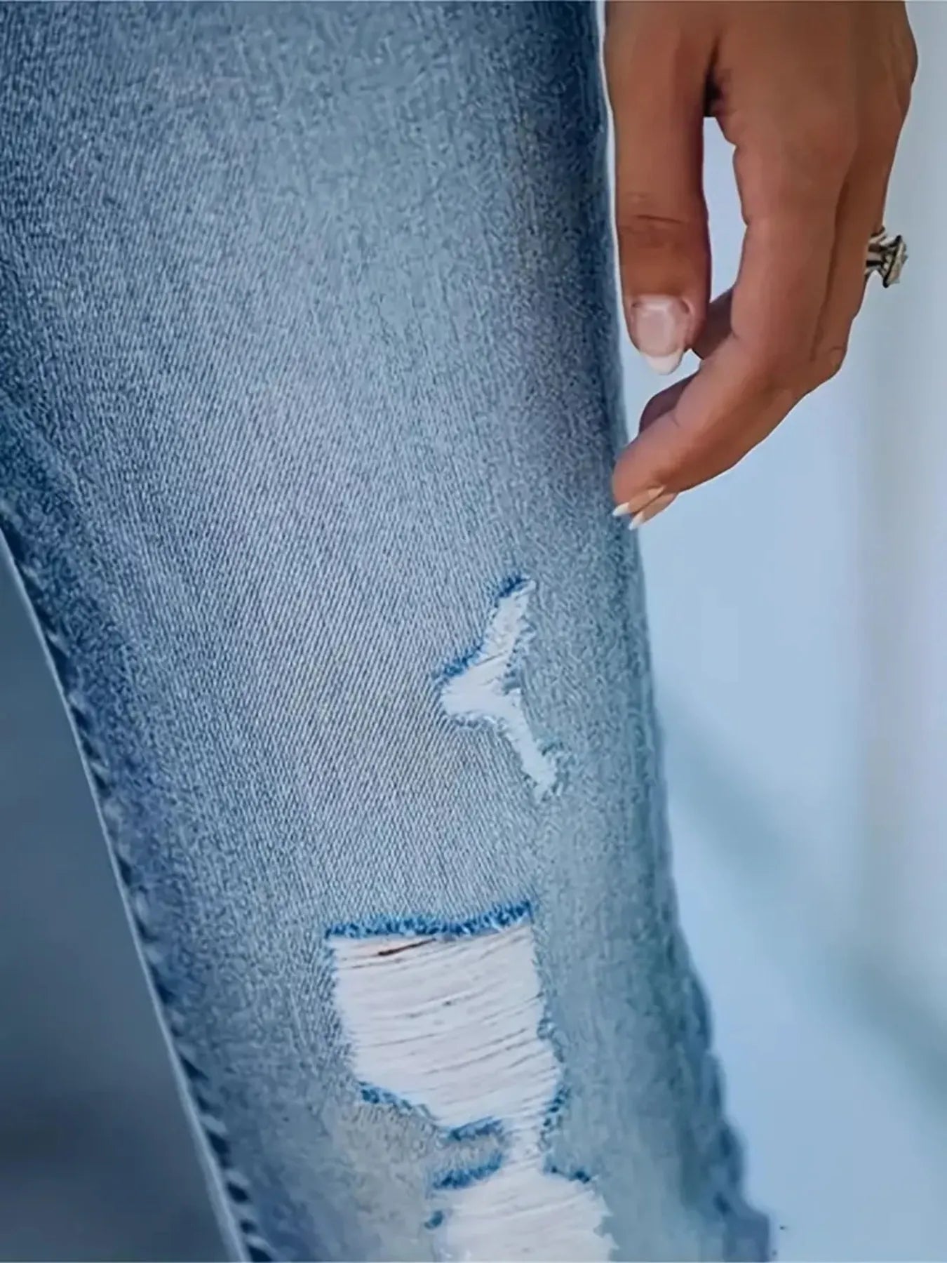 Distressed High-Waisted Skinny Jeans -  Be Bliss Boutique