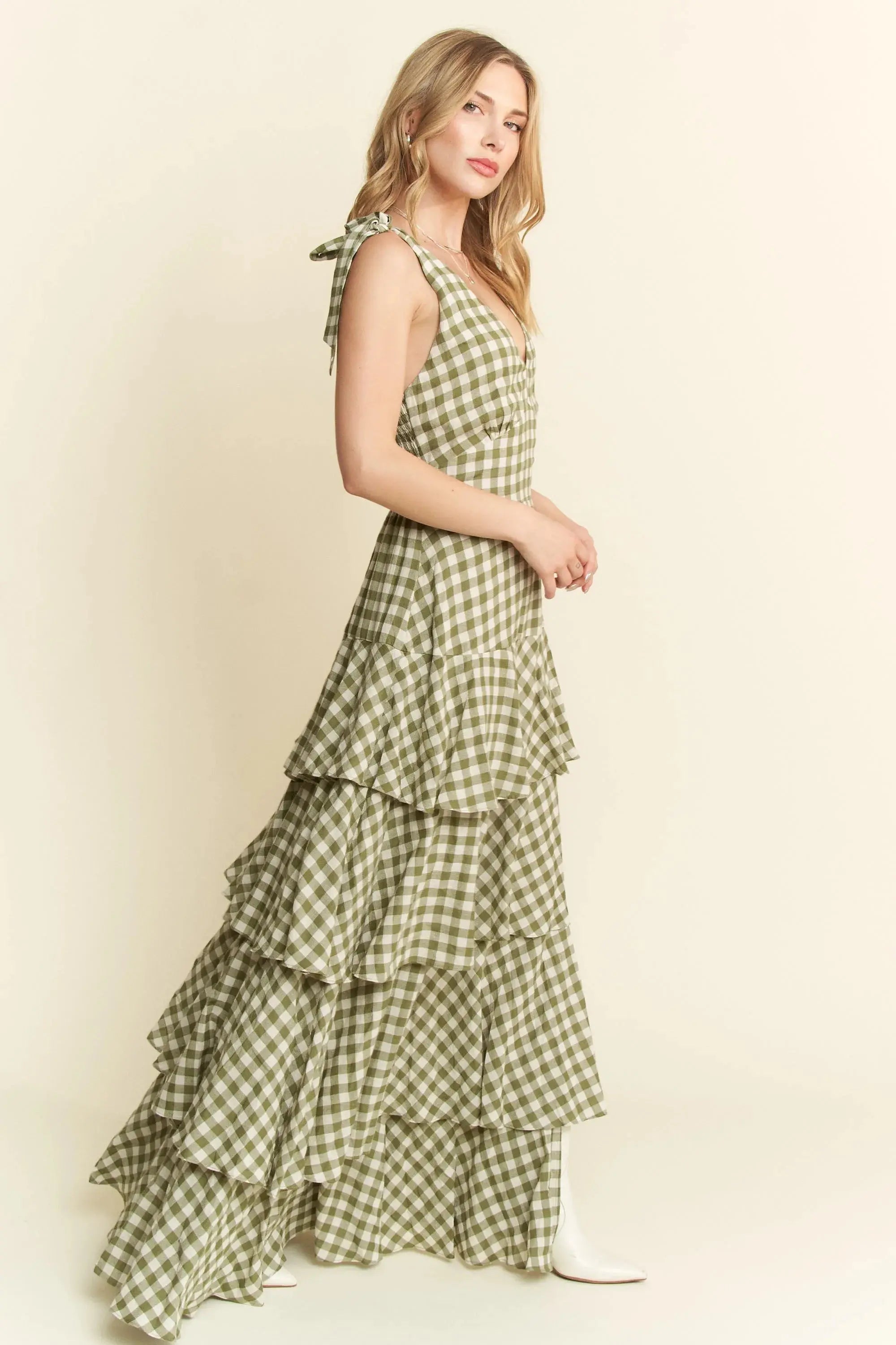 Jade By Jane Gingham Tiered Maxi Dress | Be Bliss Boutique