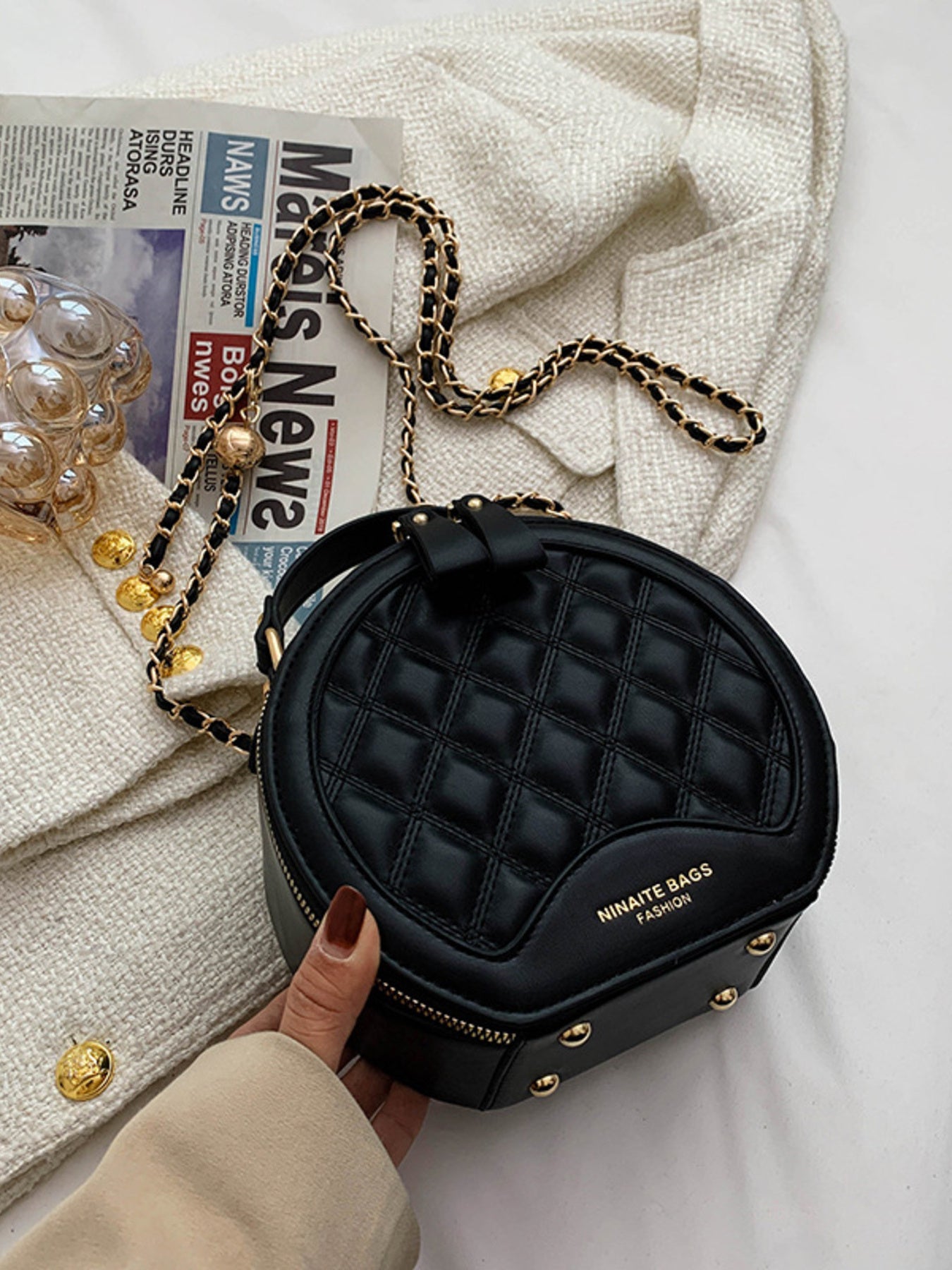 Quilted Chain Strap Crossbody Bag - Be Bliss Boutique