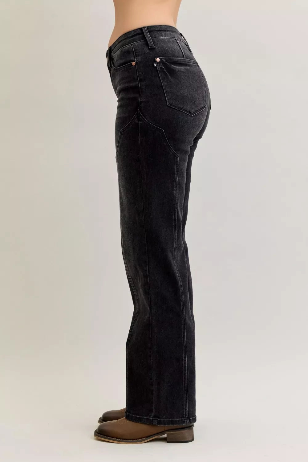 Judy Blue Jeans - Mid Rise Straight Western Seam Detail Jeans - Be Bliss Boutique