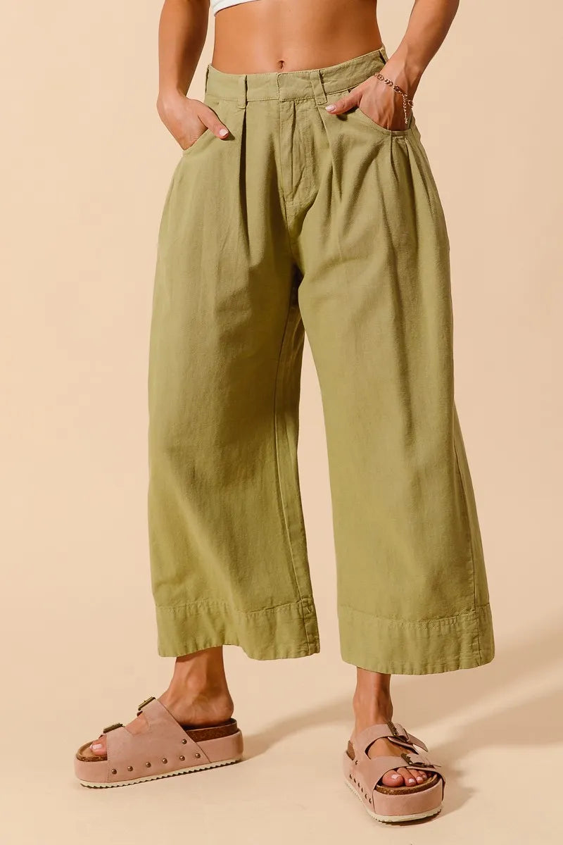 SO ME Mid Rise Wide Leg Chinos with Pockets -  Be Bliss Boutique