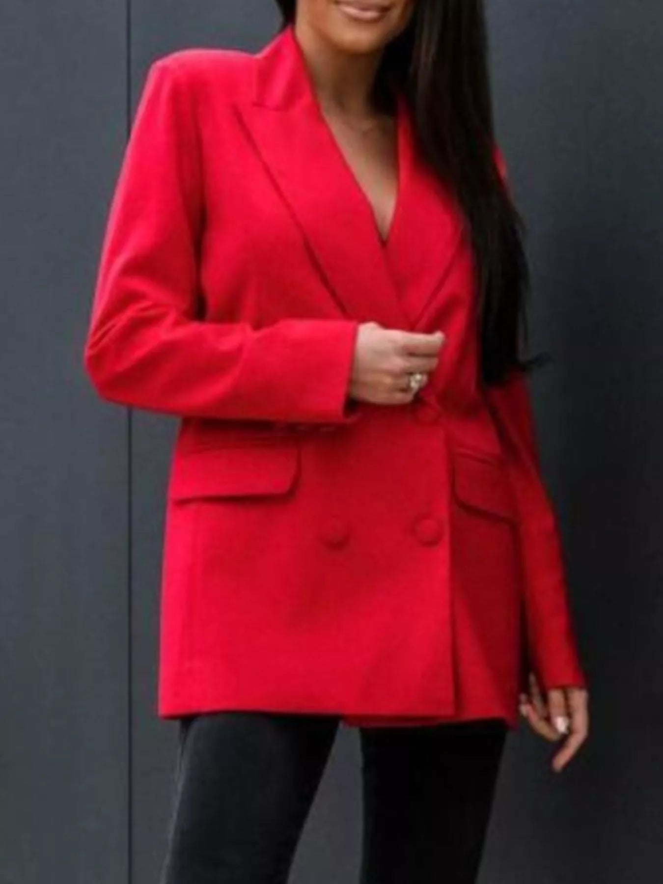Double-Breasted Long Sleeve Blazer -  Be Bliss Boutique