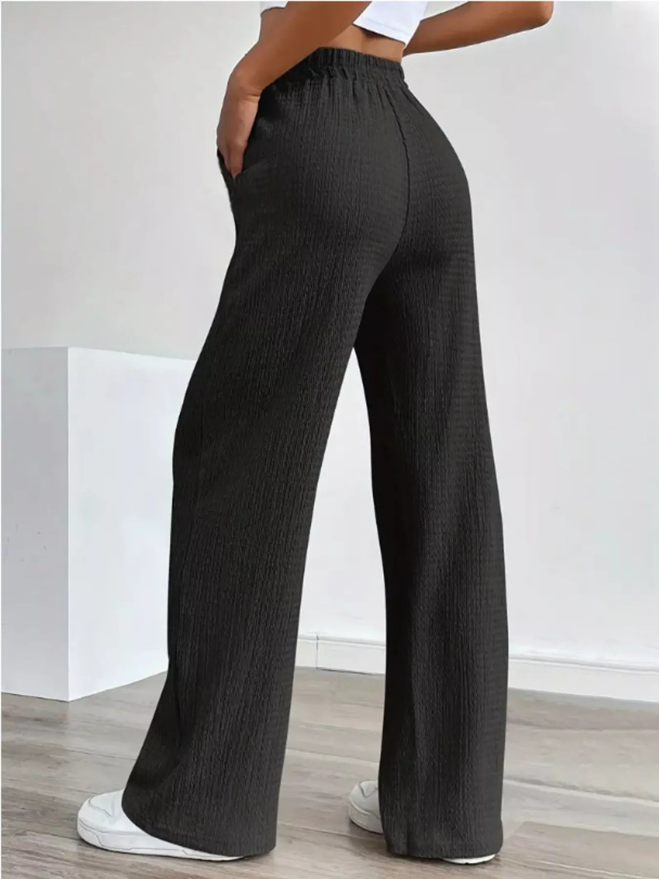 Texture Wide Leg Pants -  Be Bliss Boutique