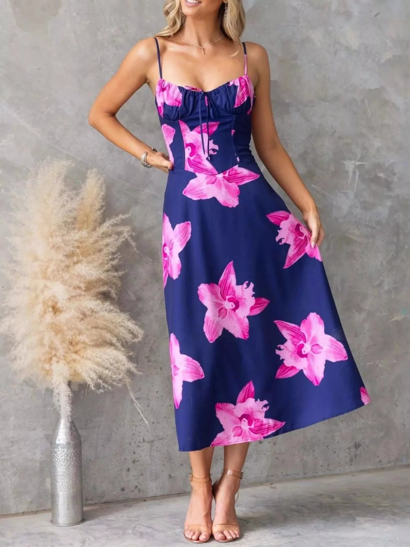 Floral Print Midi Cami Dress - Be Bliss Boutique
