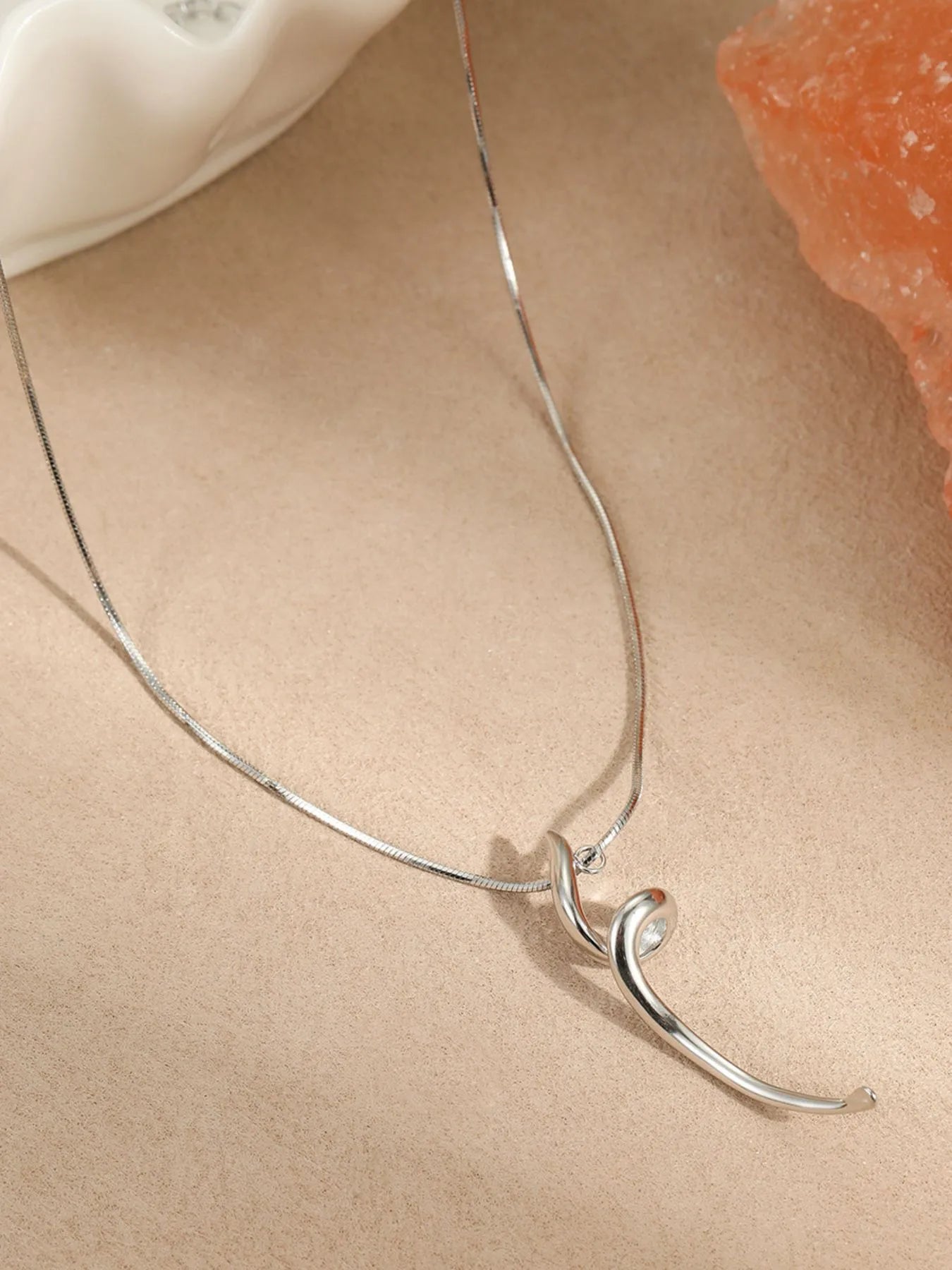 Modern Curved Bar Stainless Steel Pendant Necklace – Gold or Silver | Be Bliss Boutique