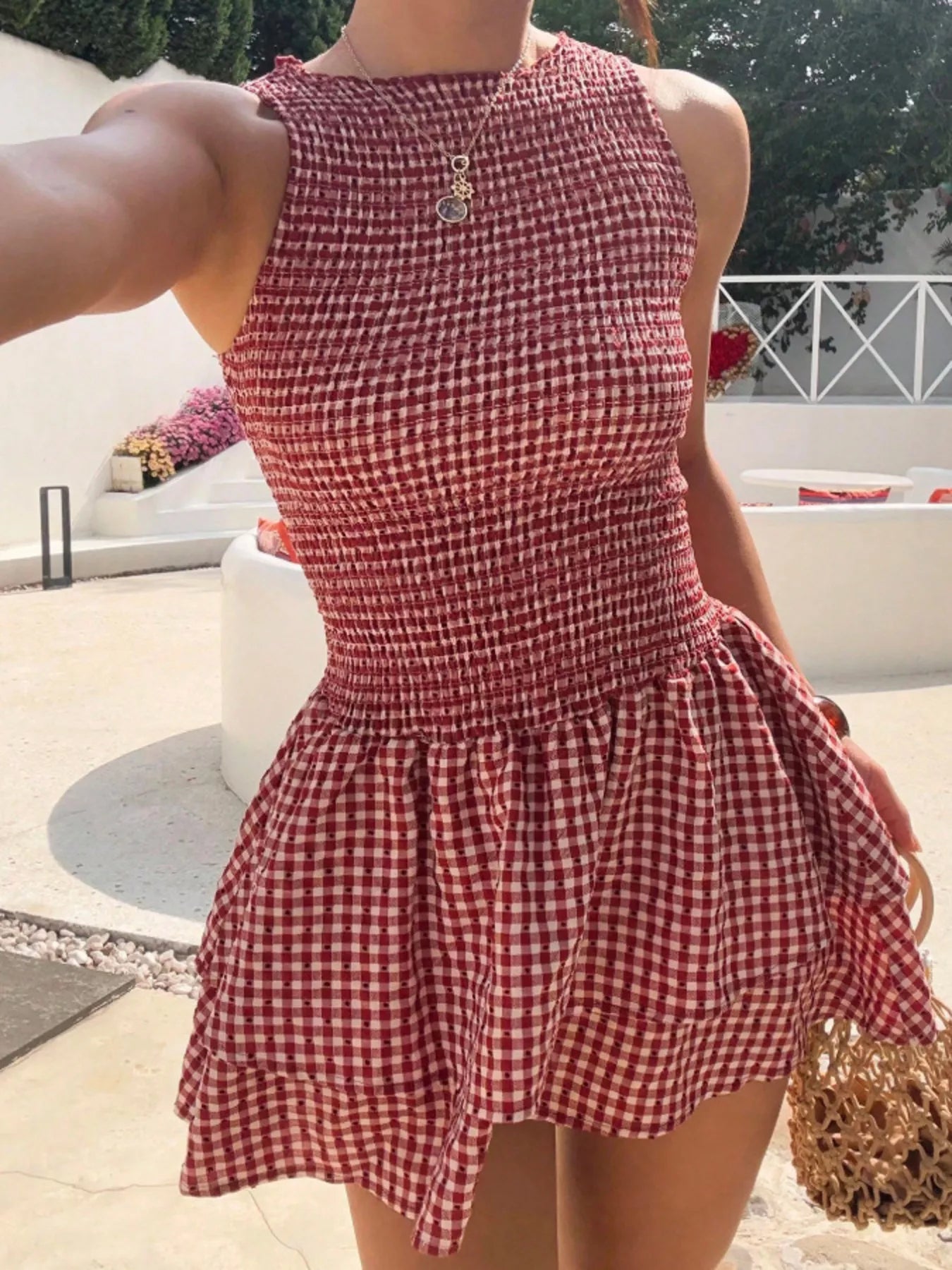 Smocked Gingham Mini Dress - Be Bliss Boutique