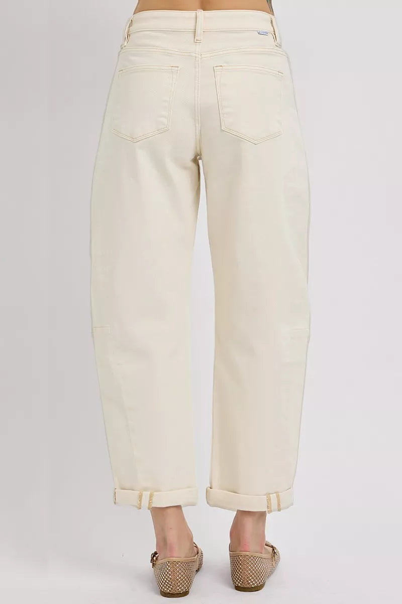 RISEN High Rise Relaxed Barrel Cuffed Jeans - Be Bliss Boutique