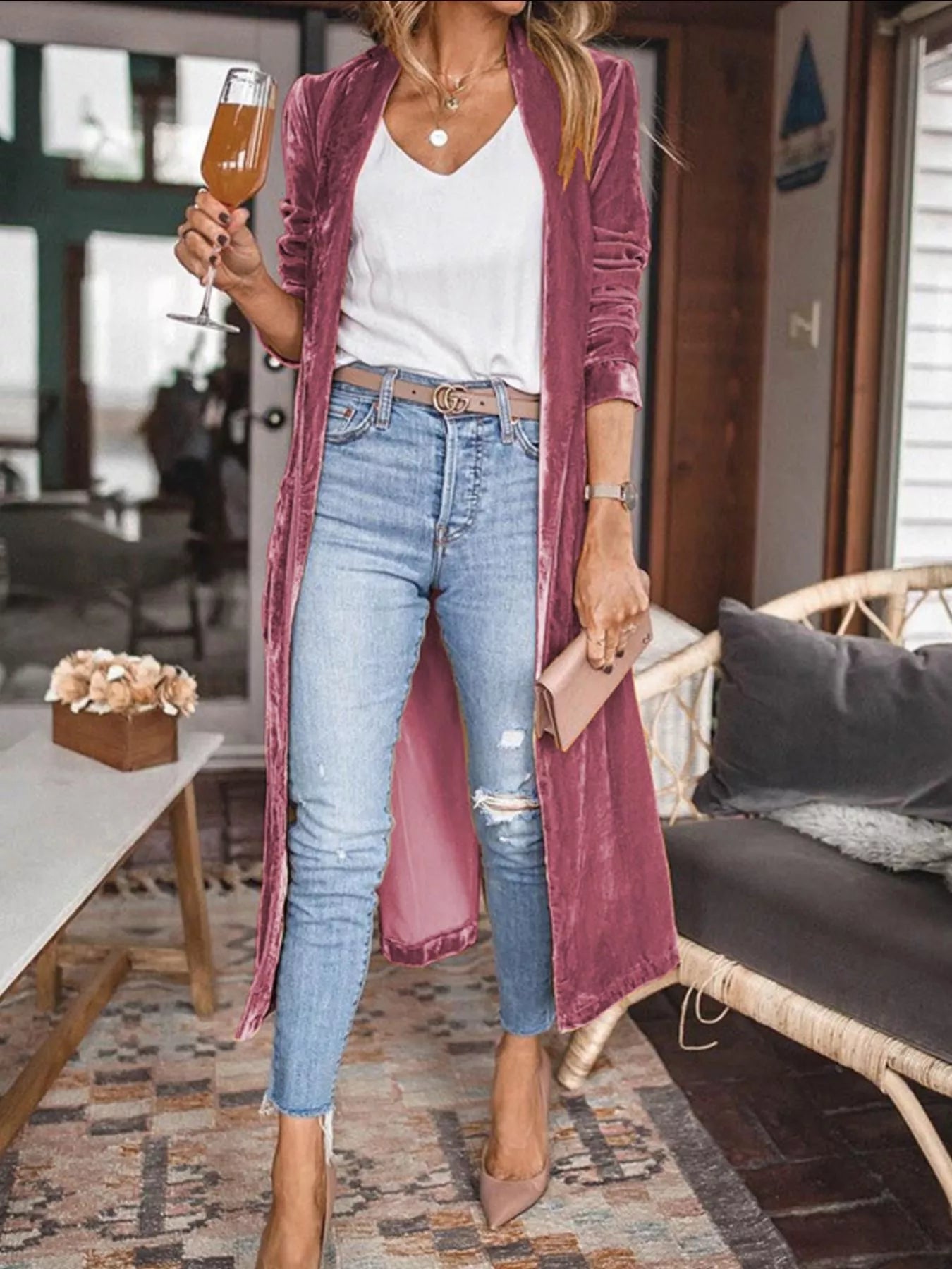 Open Front Long Sleeve Longline Cardigan -  Be Bliss Boutique