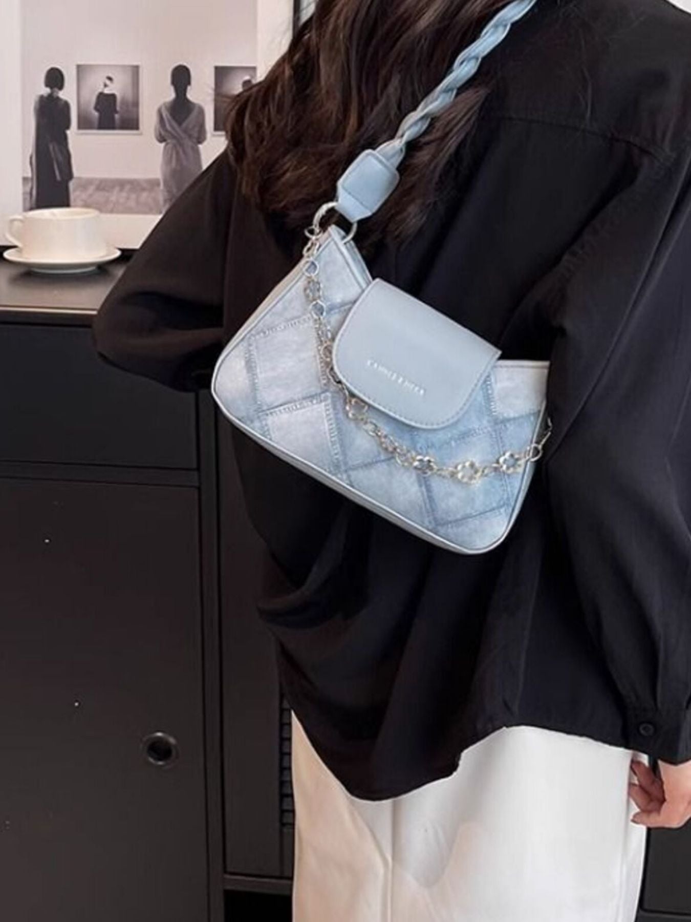 Chain Decor Leather Shoulder Bag - Be Bliss Boutique