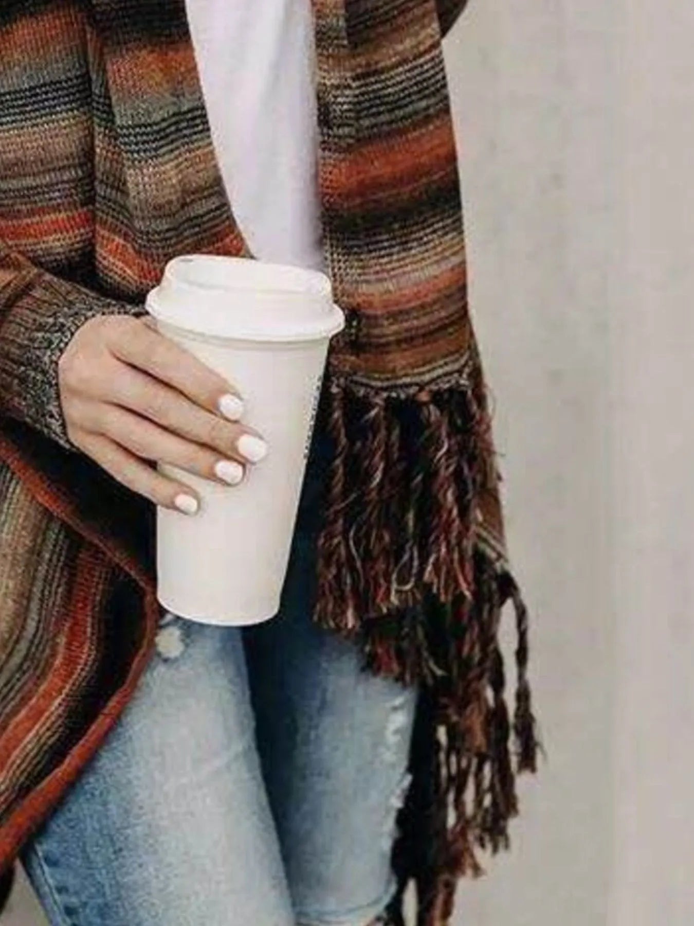 Fringe Long Sleeve Wrap Cardigan - Be Bliss Boutique