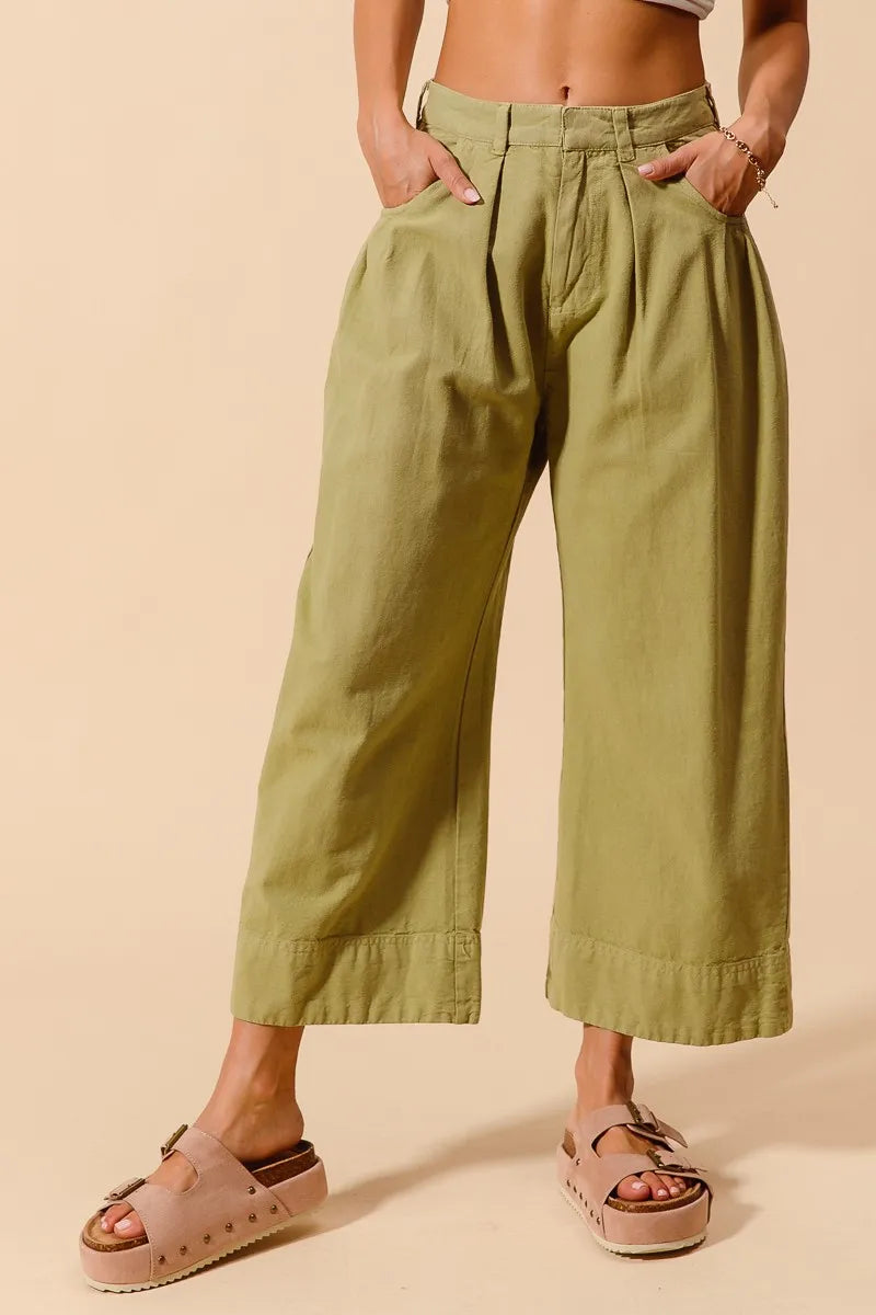 SO ME Mid Rise Wide Leg Chinos with Pockets -  Be Bliss Boutique