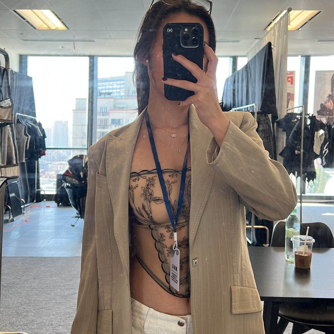 Kim High-Neck Embroidery Bustier on Jelly Fabric - Be Bliss Boutique