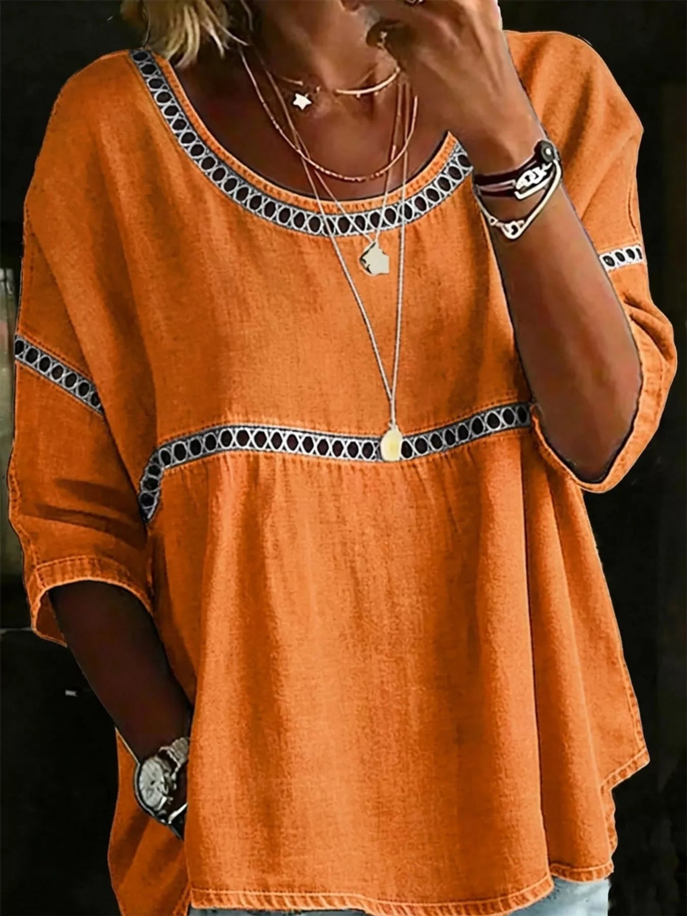 Full Size Hollow Out Round Neck Top - Be Bliss Boutique