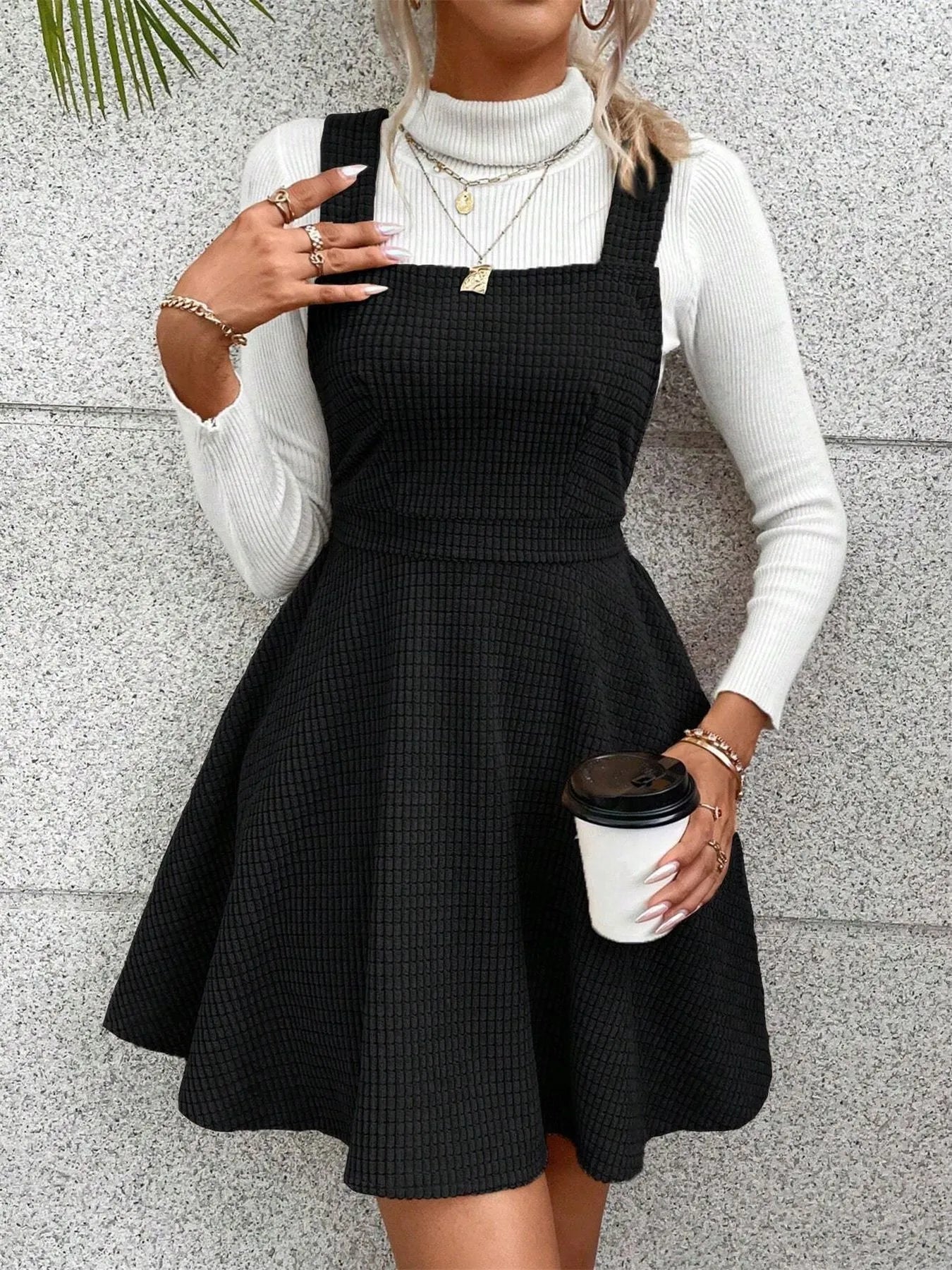 Crisscross Back Square Neck Mini Dress -  Be Bliss Boutique