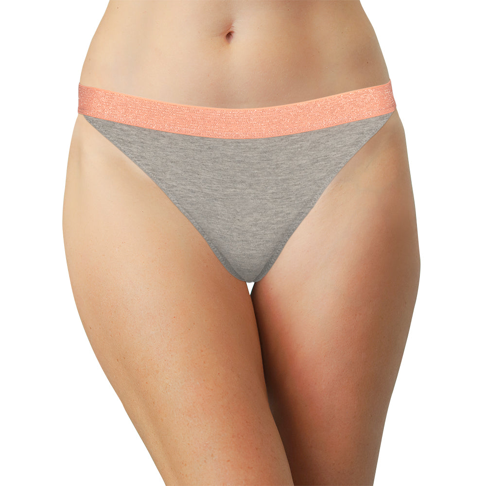 High Waist Cotton Thong with Shimmer Elastic - Be Bliss Boutique