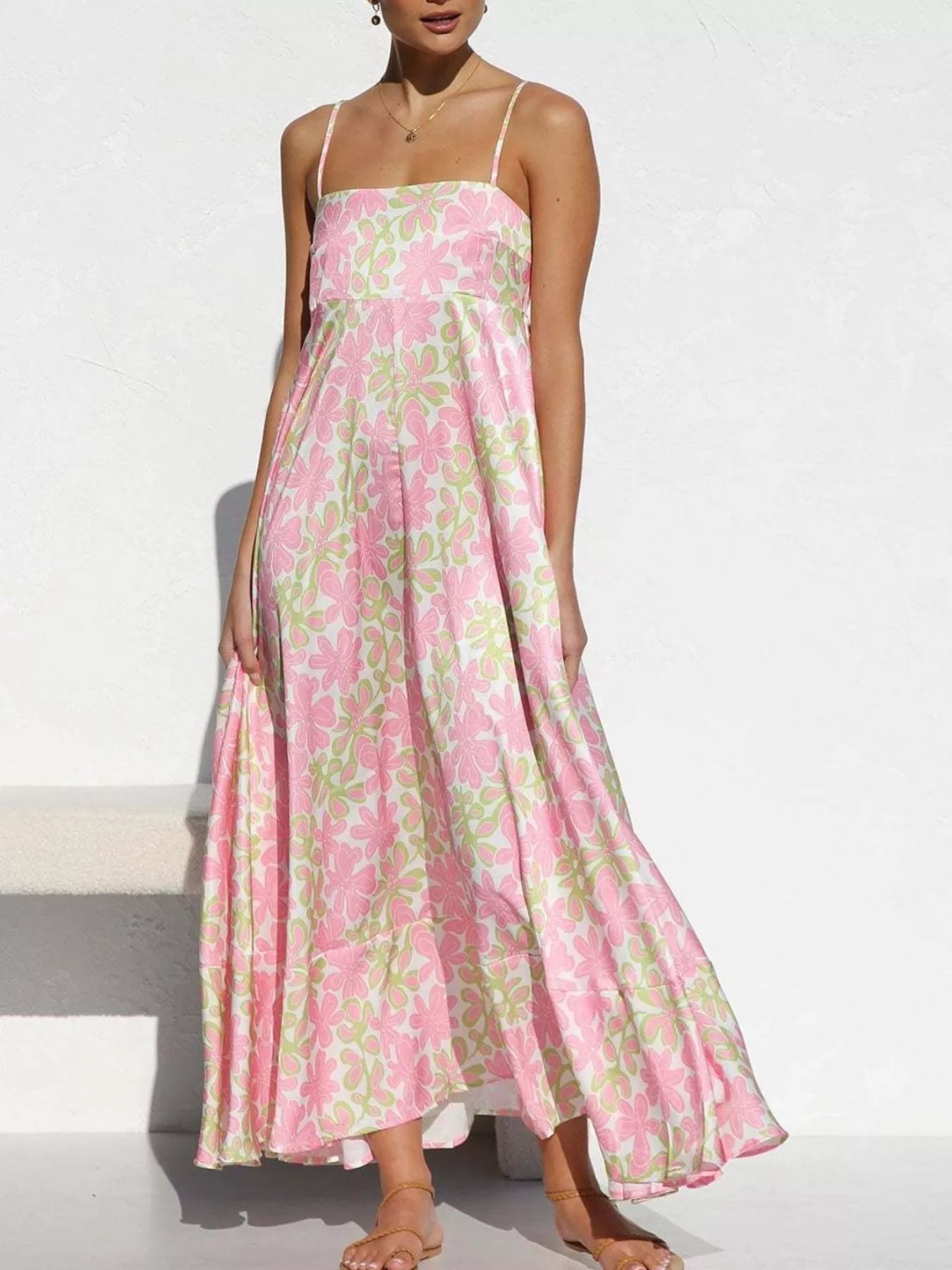 Printed Spaghetti Strap Maxi Dress - Be Bliss Boutique