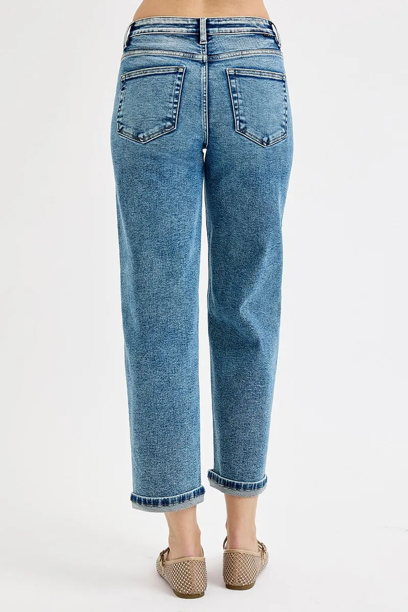 RISEN Full Size High Rise Crop Boyfriend Jeans Plus Size -  Be Bliss Boutique