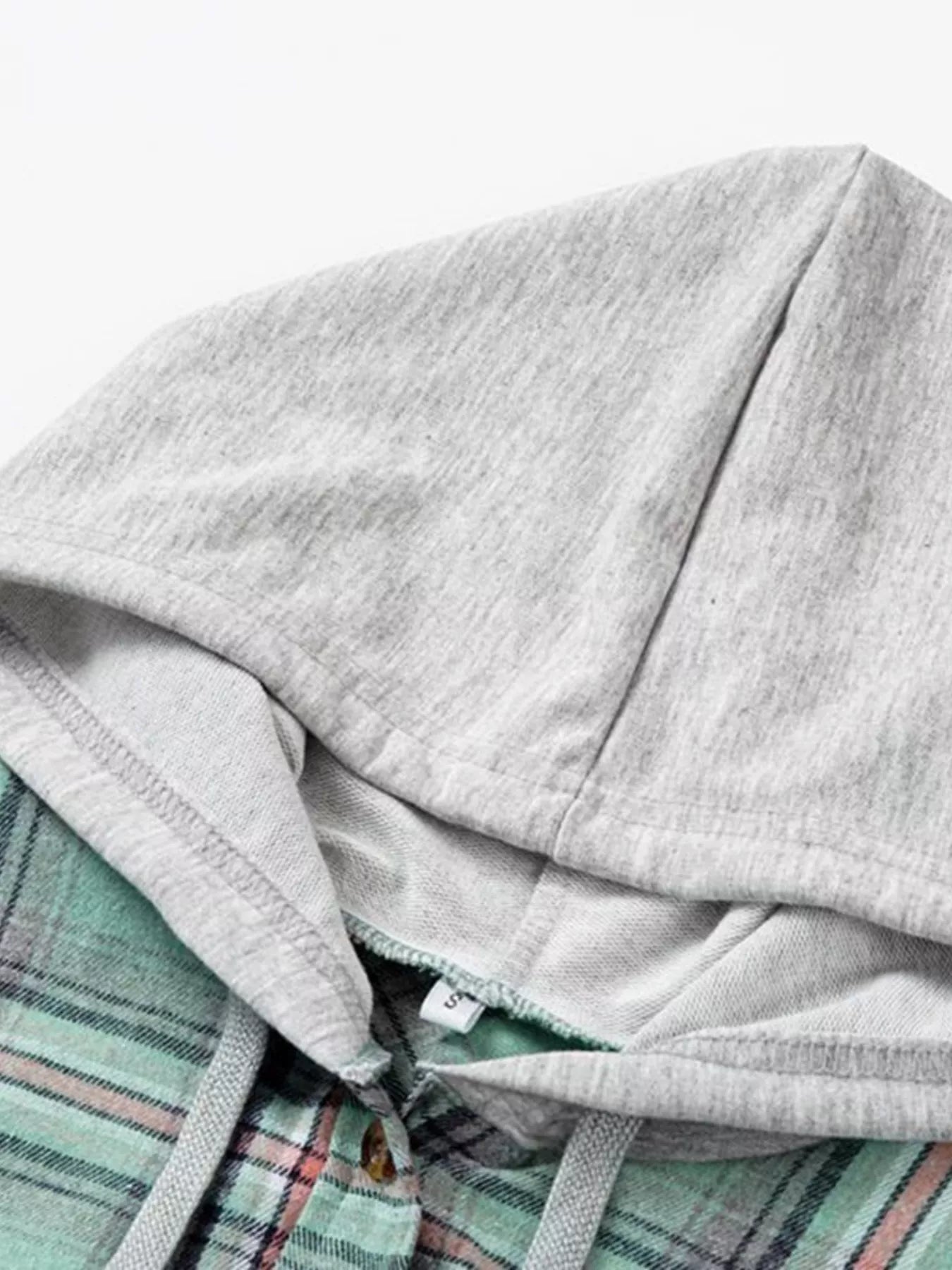 Plaid Button-Up Hooded Shirt with Chest Pocket - Be Bliss Boutique