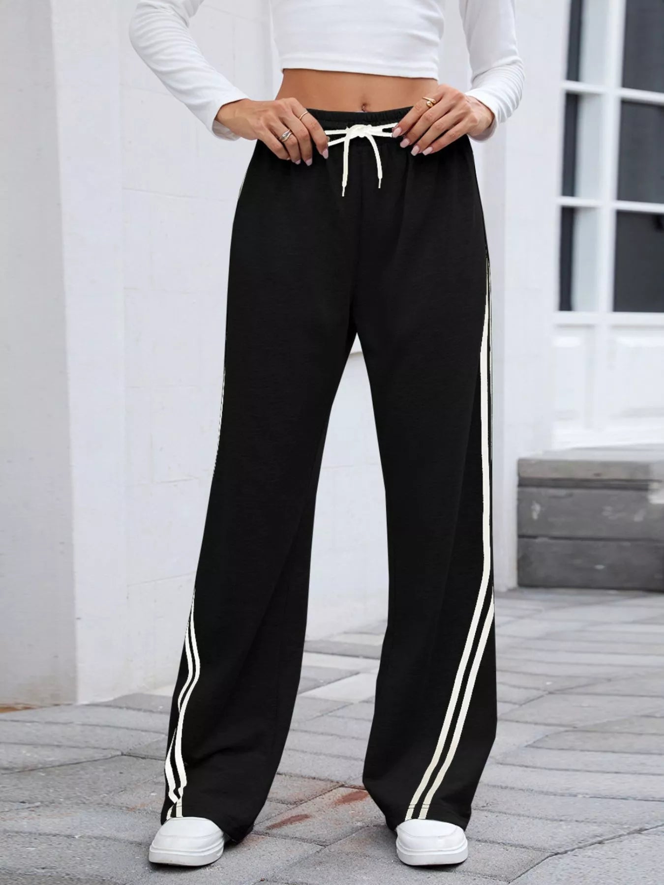 Side Striped Wide Leg Pants - Be Bliss Boutique