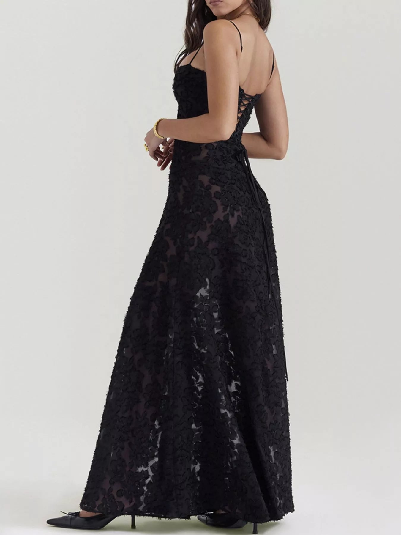 Lace Spaghetti Strap Maxi Dress - Be Bliss Boutique