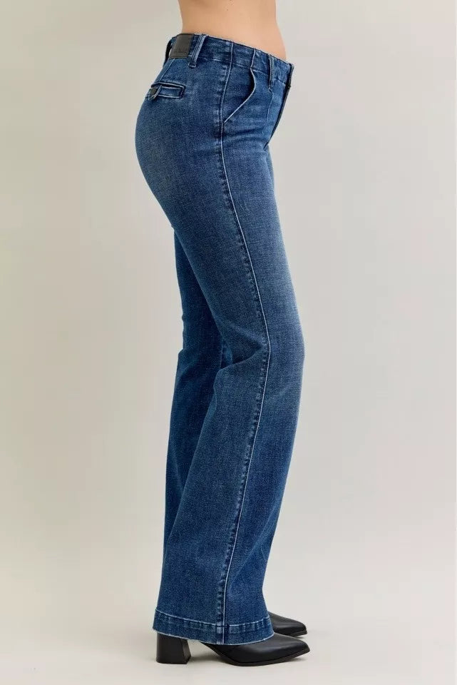 Judy Blue Full Size Mid Rise Bootcut Jeans with Welt Pockets Plus Size - Be Bliss Boutique