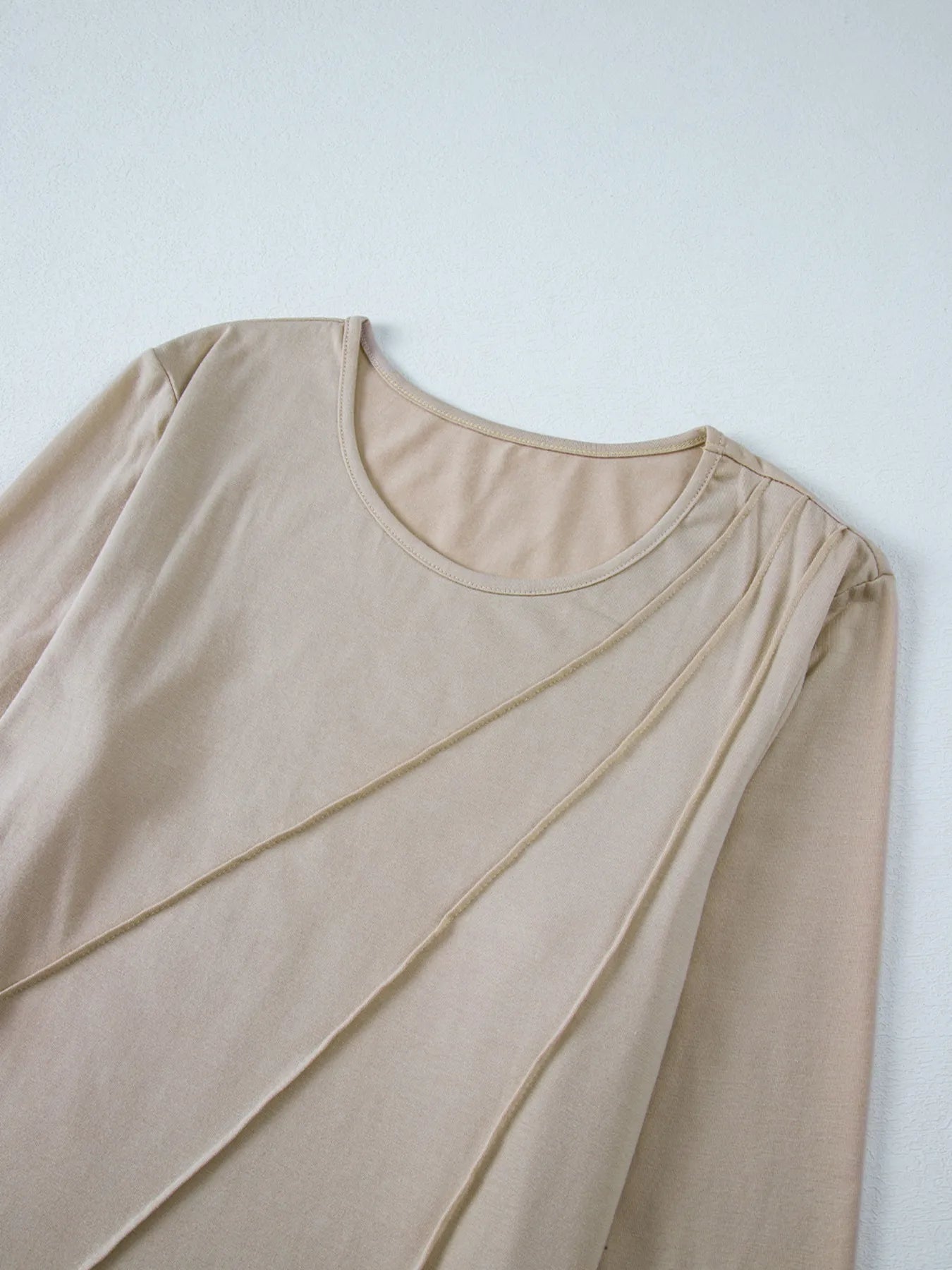 Asymmetric Seam Detail Long Sleeve Top -  Be Bliss Boutique