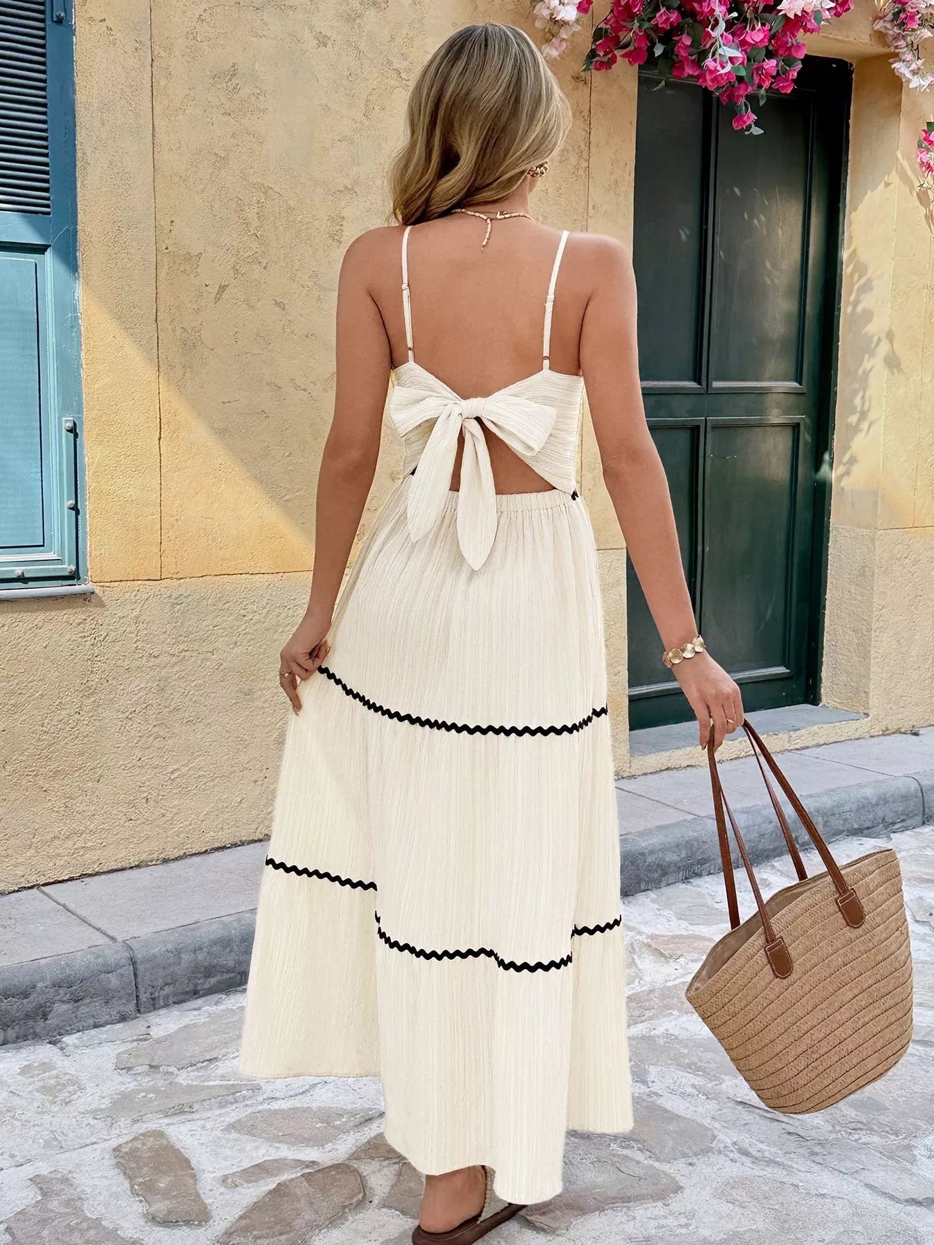 Contrast Trim Tiered Cami Dress - Be Bliss Boutique