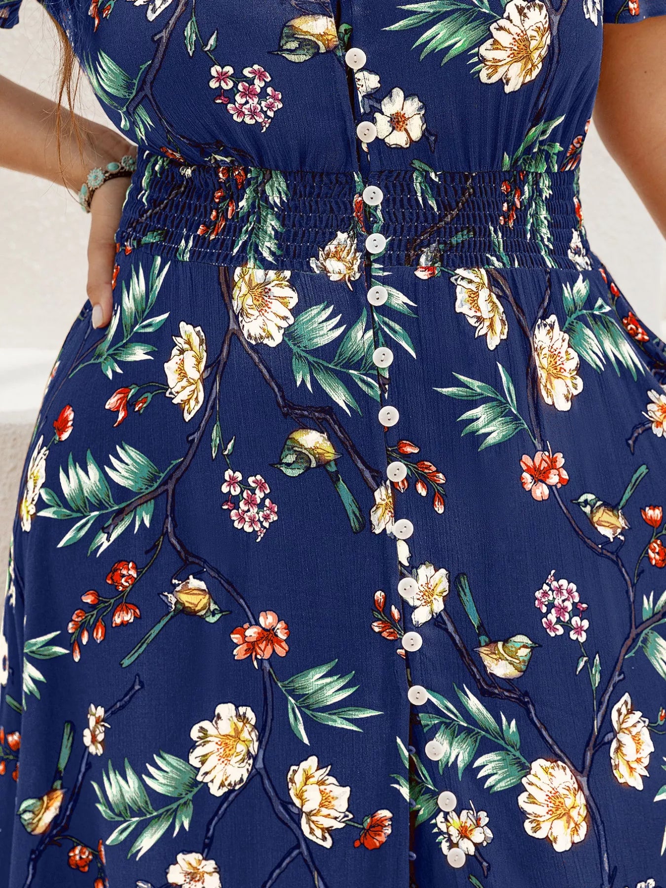 Plus Size Floral V-Neck Short Sleeve Maxi Dress - Be Bliss Boutique