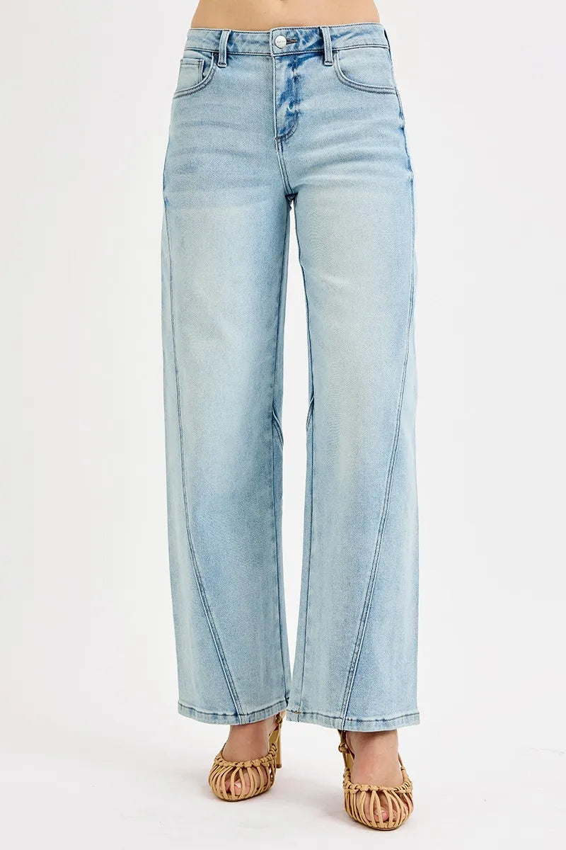 RISEN Full Size Mid Rise Fit Barrel Jeans Plus Size -  Be Bliss Boutique