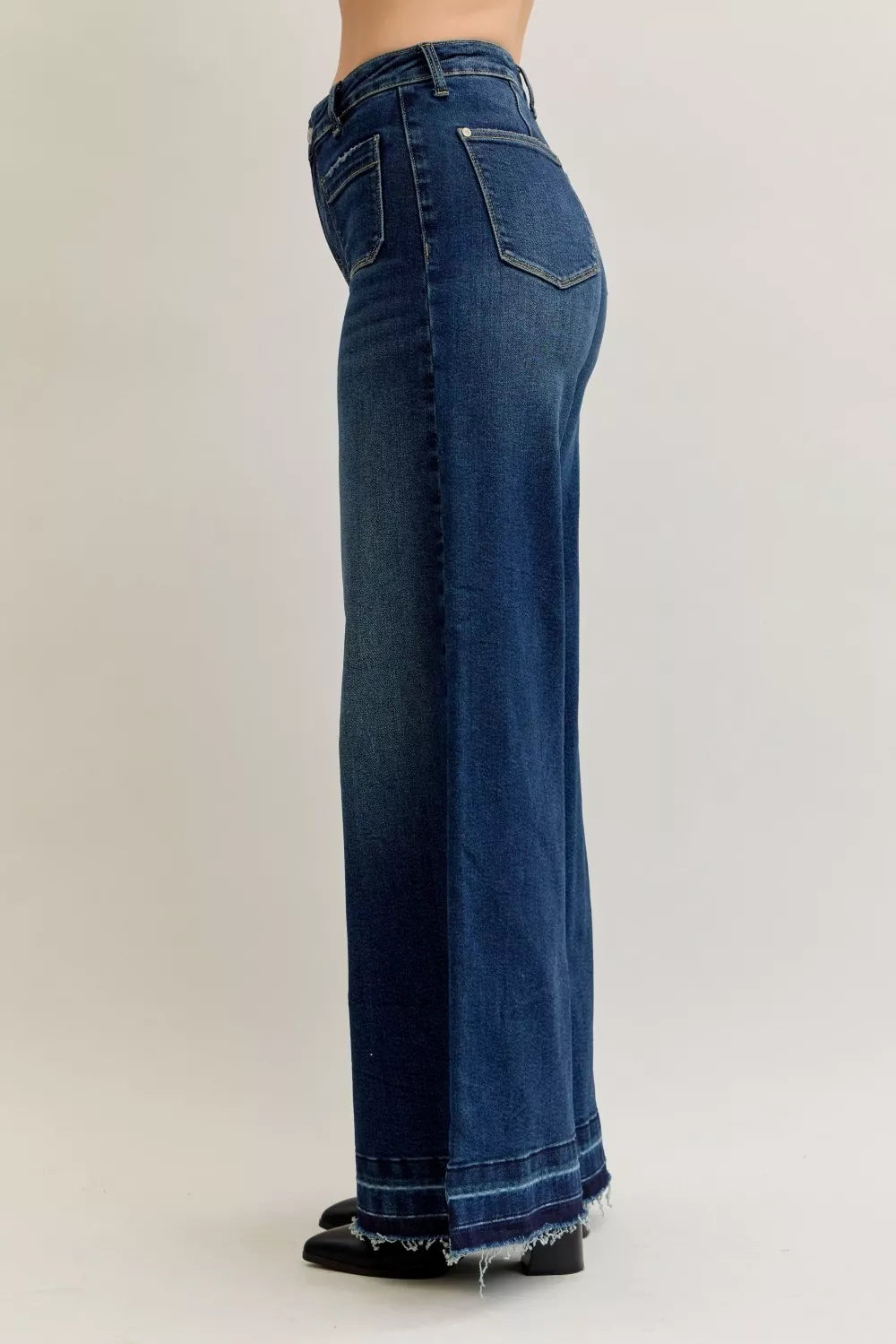 Judy Blue Jeans - High Waist Palazzo Jeans with Front Patch Pockets - Be Bliss Boutique