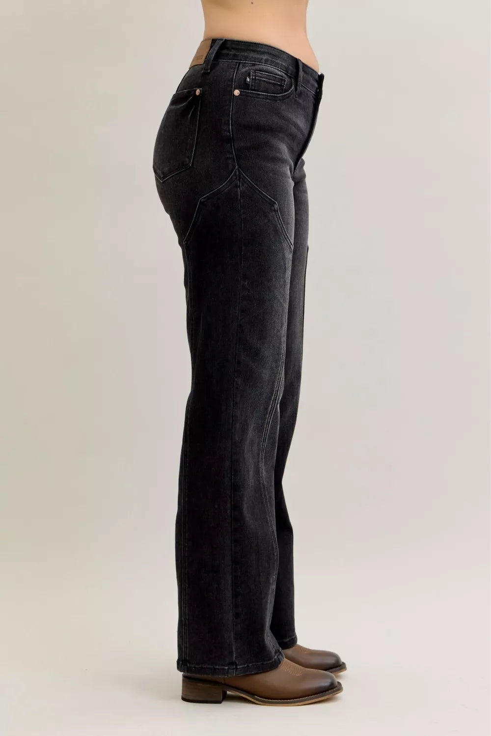 Judy Blue Jeans - Mid Rise Straight Western Seam Detail Jeans - Be Bliss Boutique