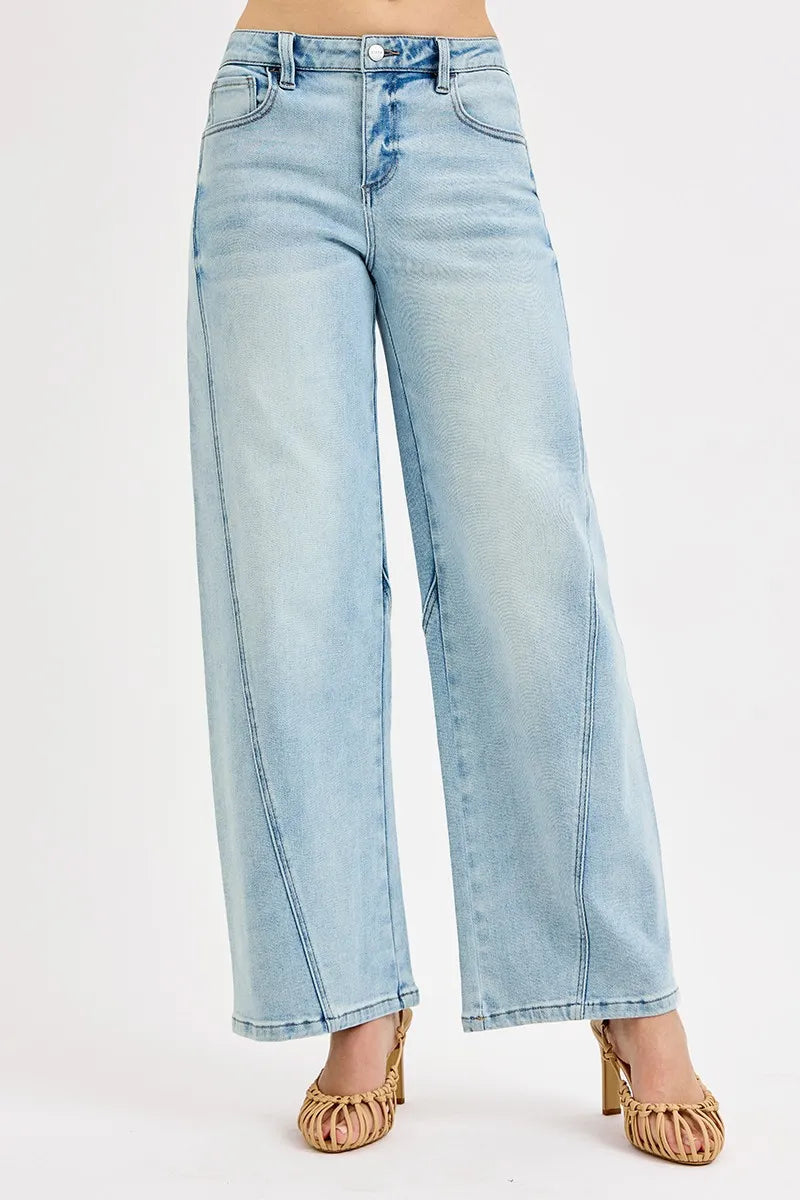 RISEN Full Size Mid Rise Fit Barrel Jeans Plus Size -  Be Bliss Boutique