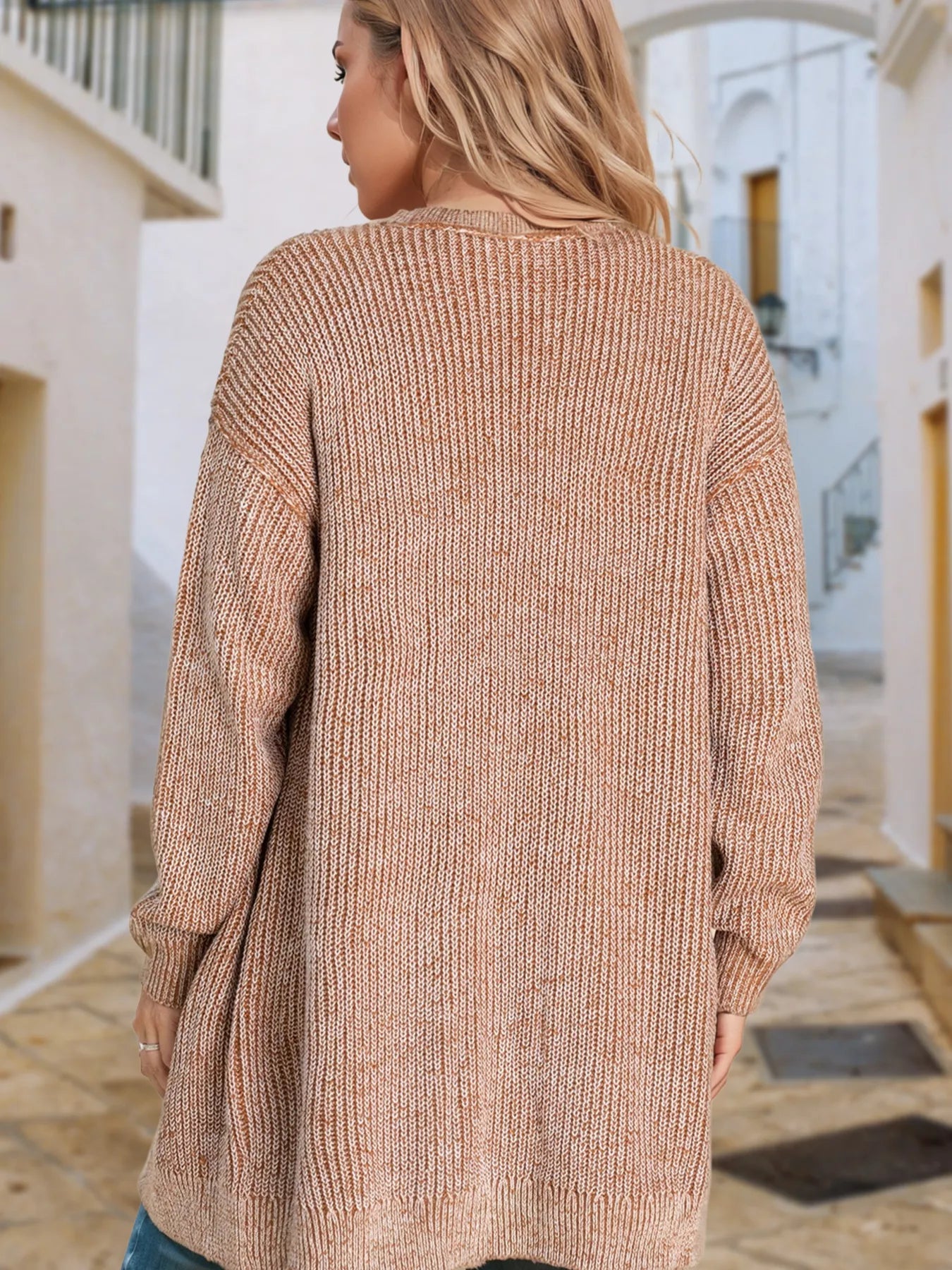 Open Front Dropped Shoulder Cardigan with Pockets - Be Bliss Boutique