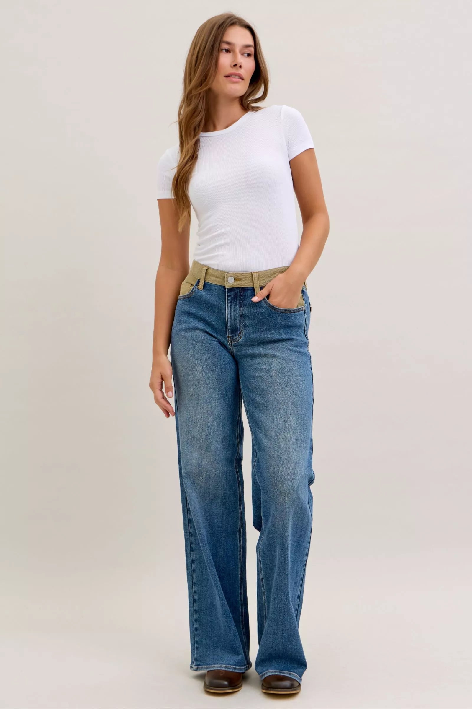 Judy Blue Jeans - MR Column Straight Jeans with Corduroy Waist - Be Bliss Boutique