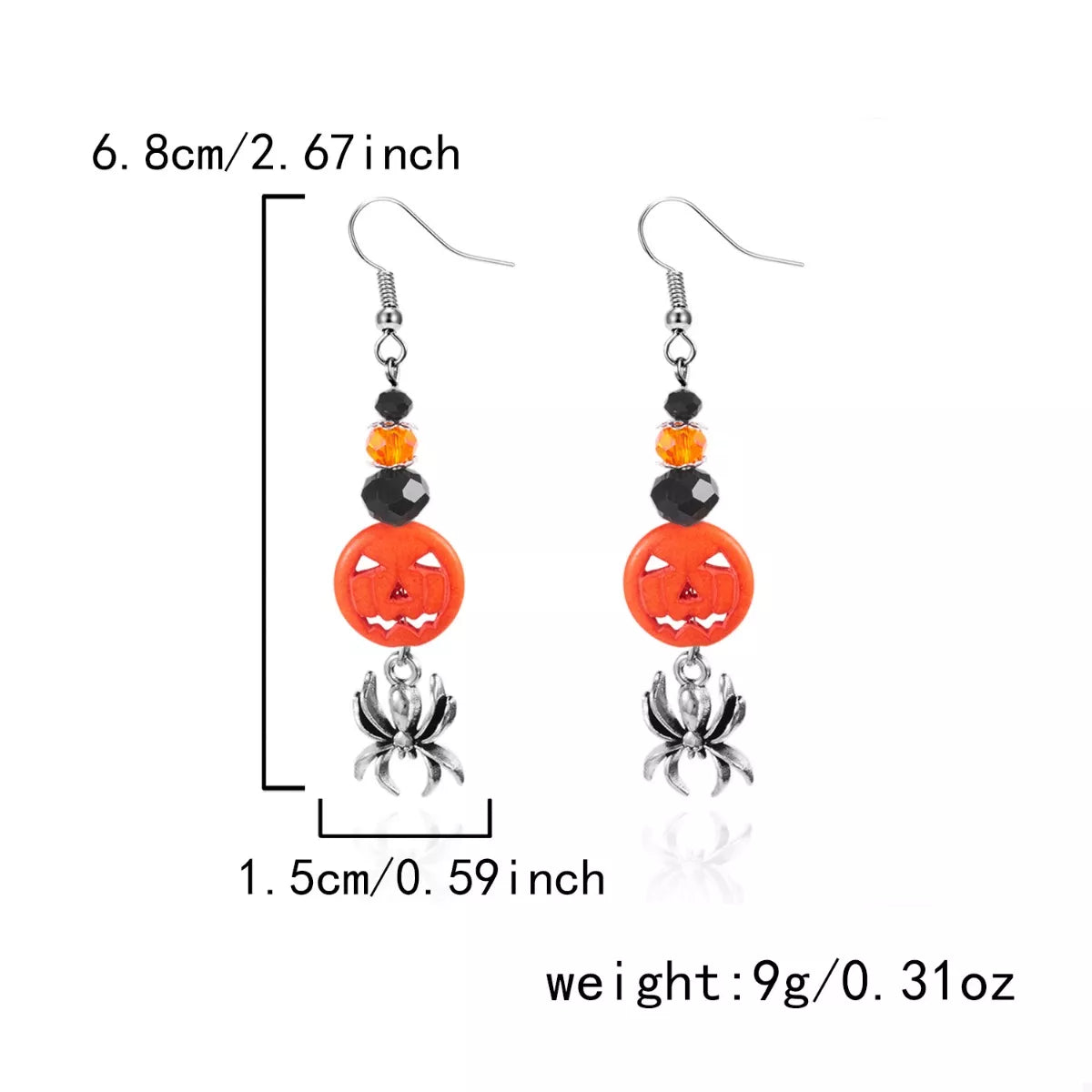 Halloween Spider Pumpkin Drop Earrings - Be Bliss Boutique