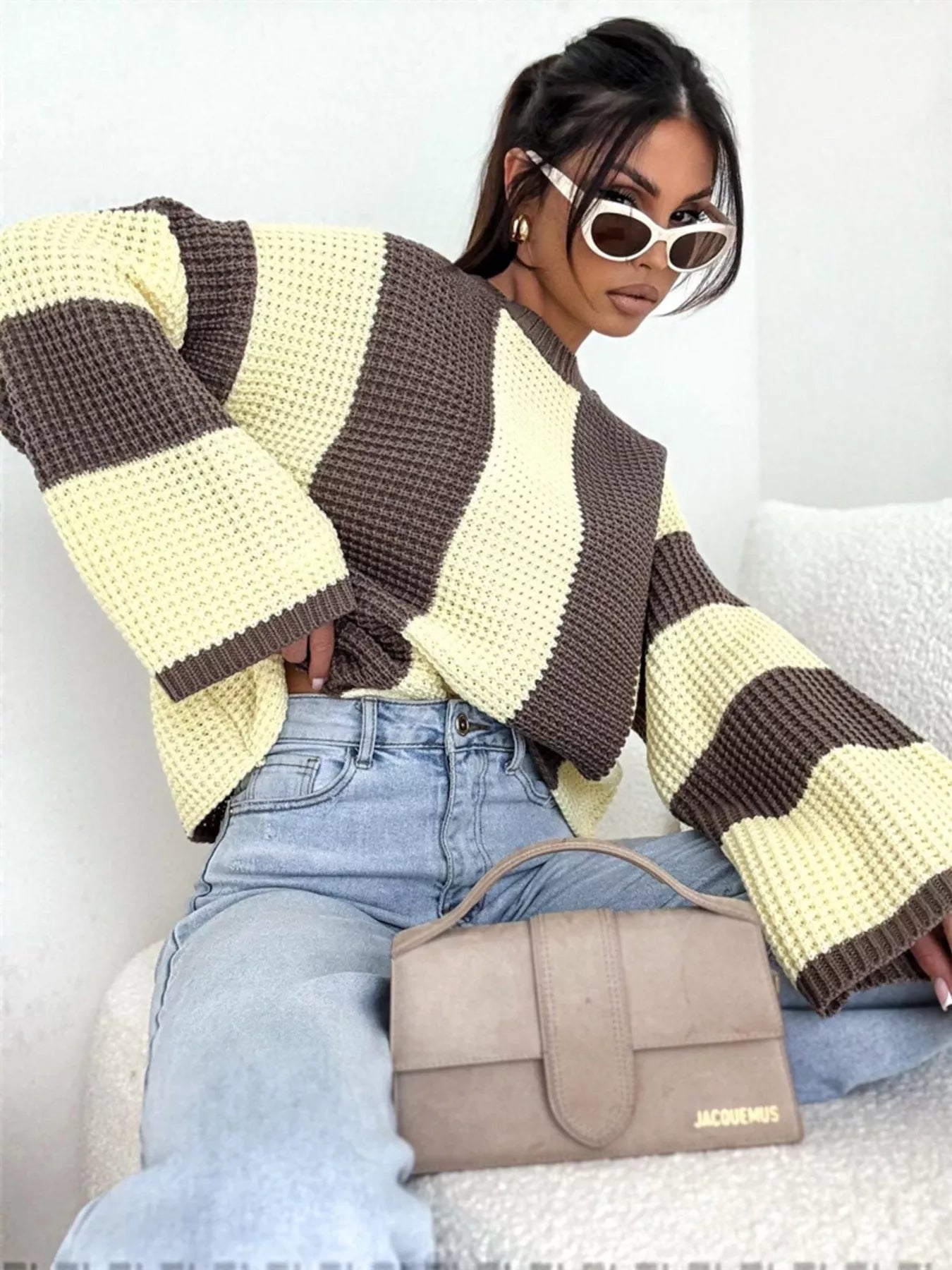 Color Block Long Sleeve Sweater -  Be Bliss Boutique