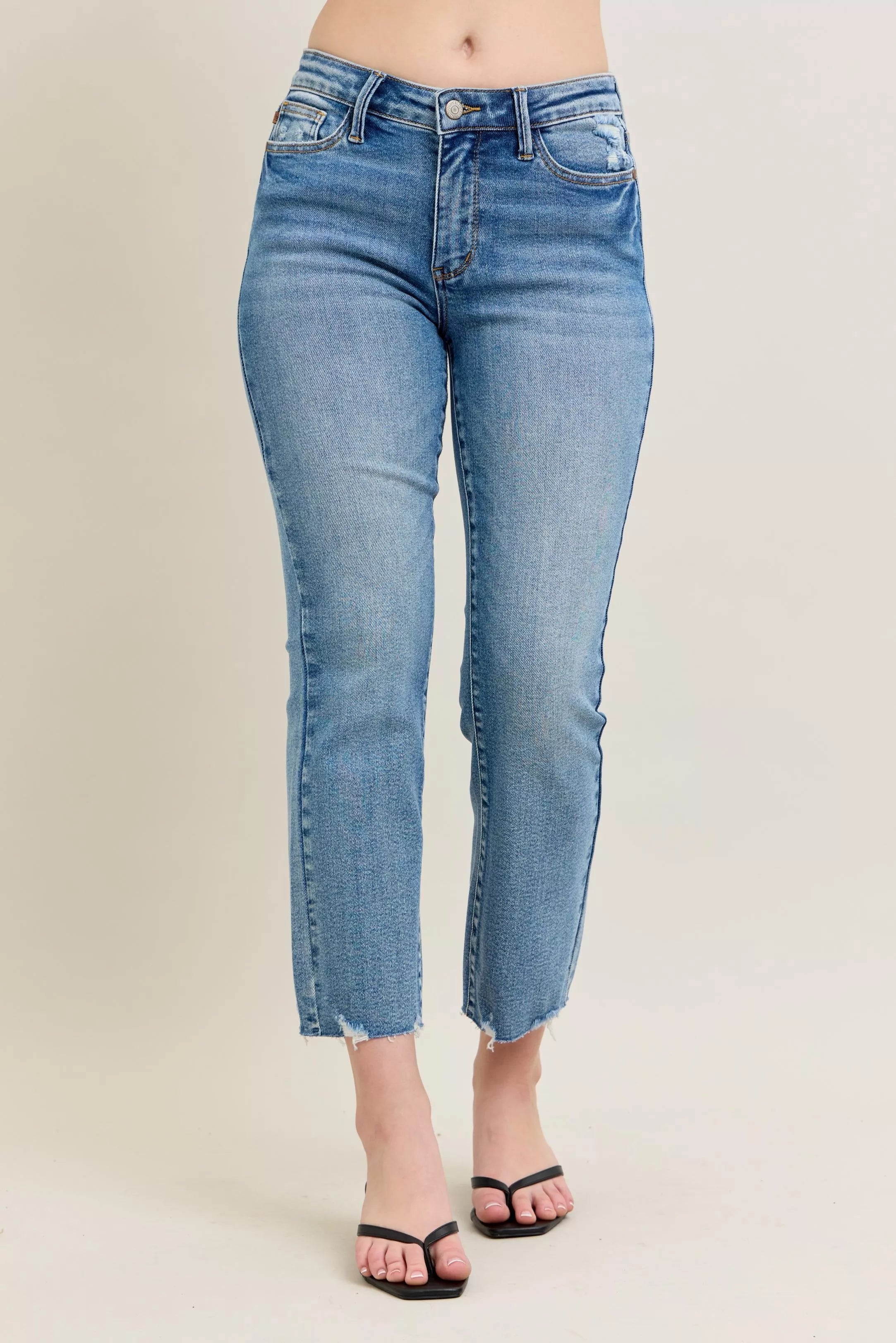 Judy Blue Jeans - Mr Vintage Wash Destroy Hem Kick Flare Jeans - Be Bliss Boutique