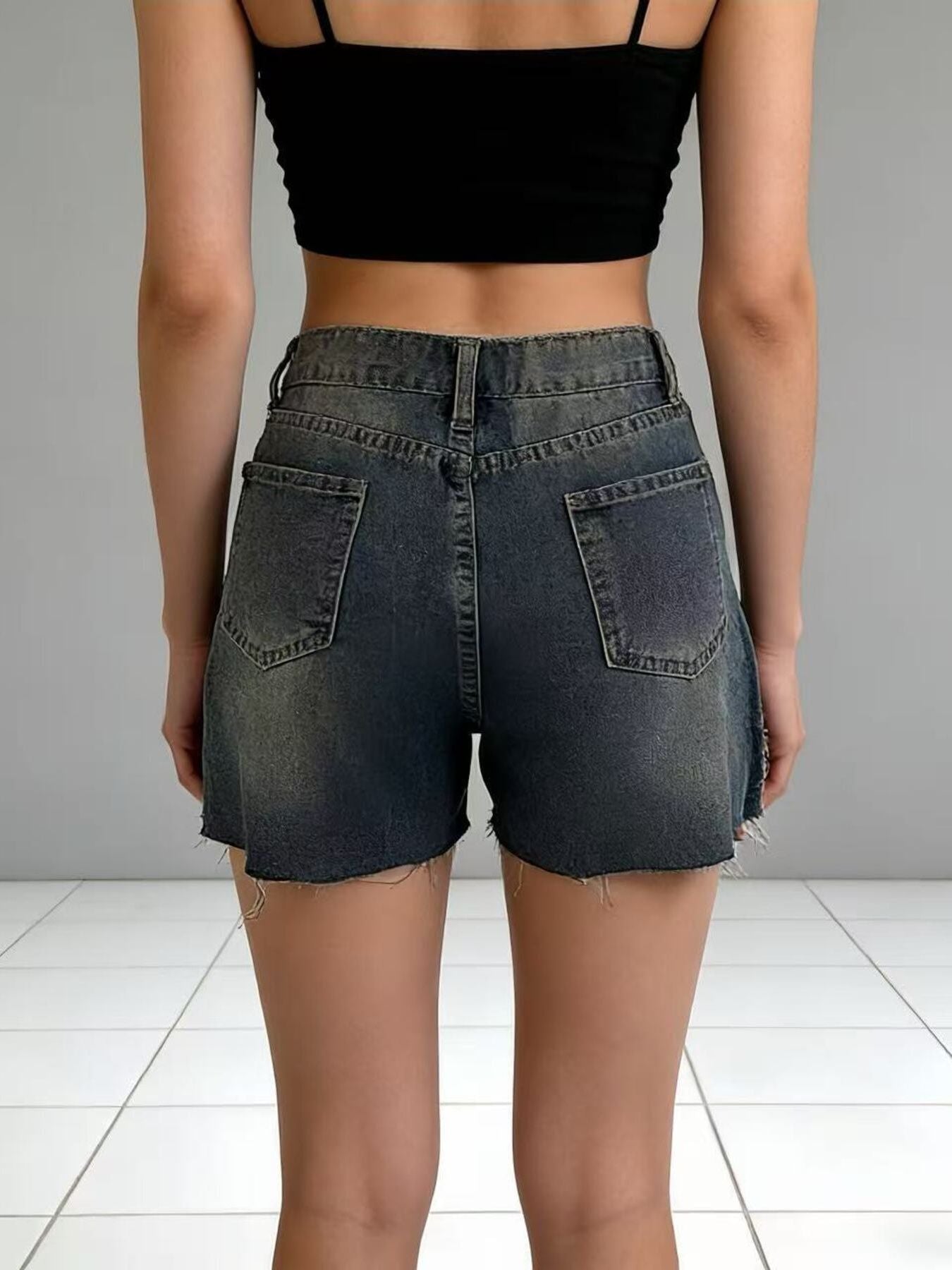 Distressed Denim Shorts - Be Bliss Boutique