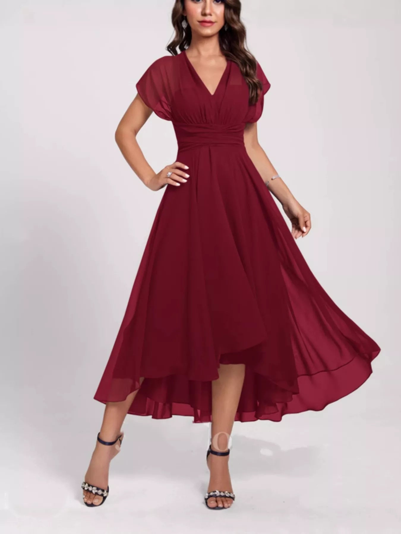 Ruched Crisscross A Line Midi Dress - Be Bliss Boutique