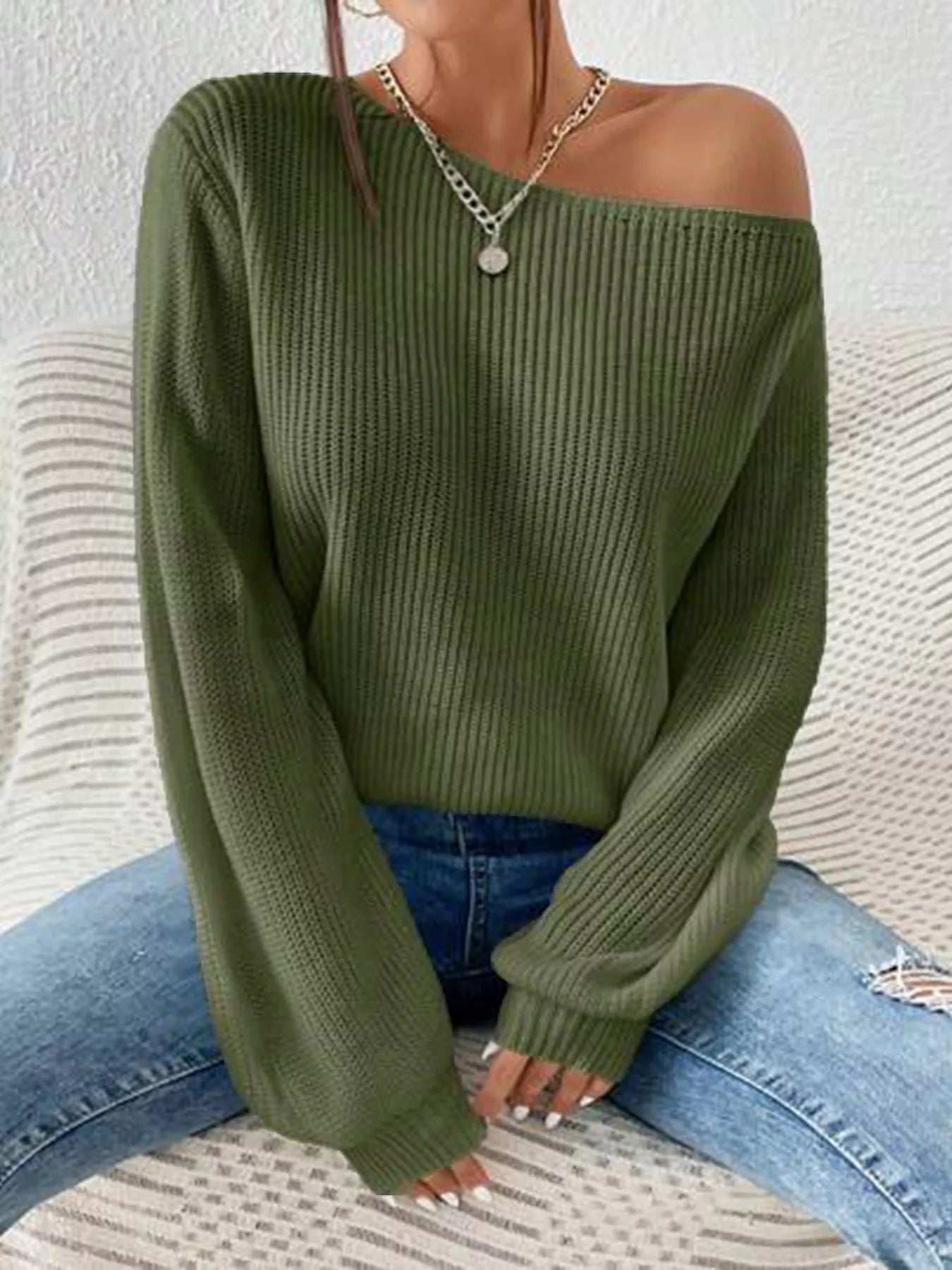 Knit One Shoulder Sweater - Be Bliss Boutique
